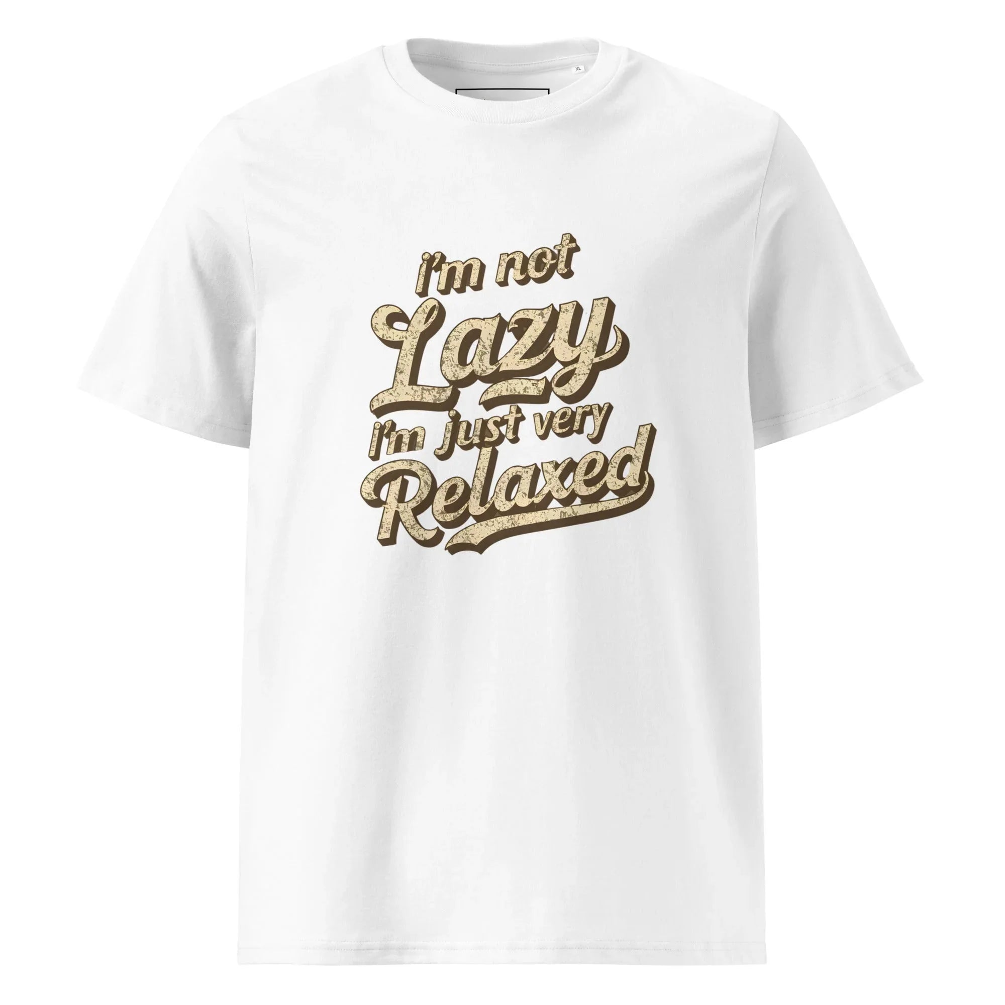 Unisex | I'm Not Lazy I'm Just Relaxed Organic Cotton T-Shirt White T-Shirt AwRans Clothing unisex-organic-cotton-t-shirt-white-front-665d2fc5bac57