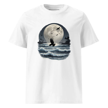 Unisex | Moonlight, Crow, Beach - Organic Cotton T-Shirt - AwRans Clothing