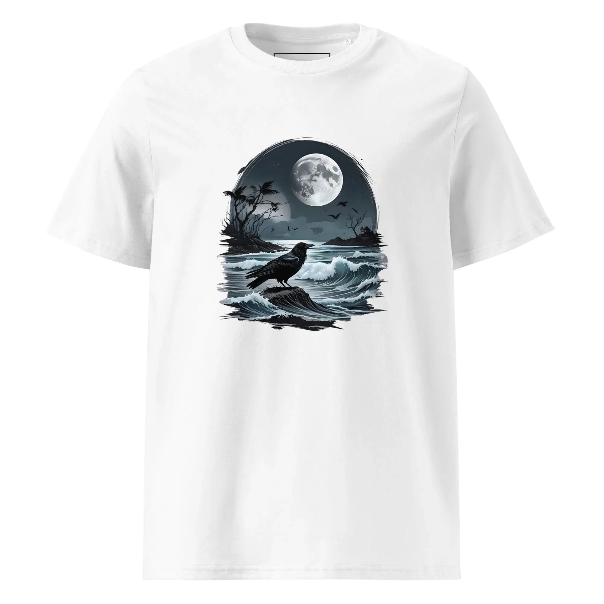 Unisex | Moon, Crow, Beach - Soft Organic Cotton T-Shirt - AwRans Clothing
