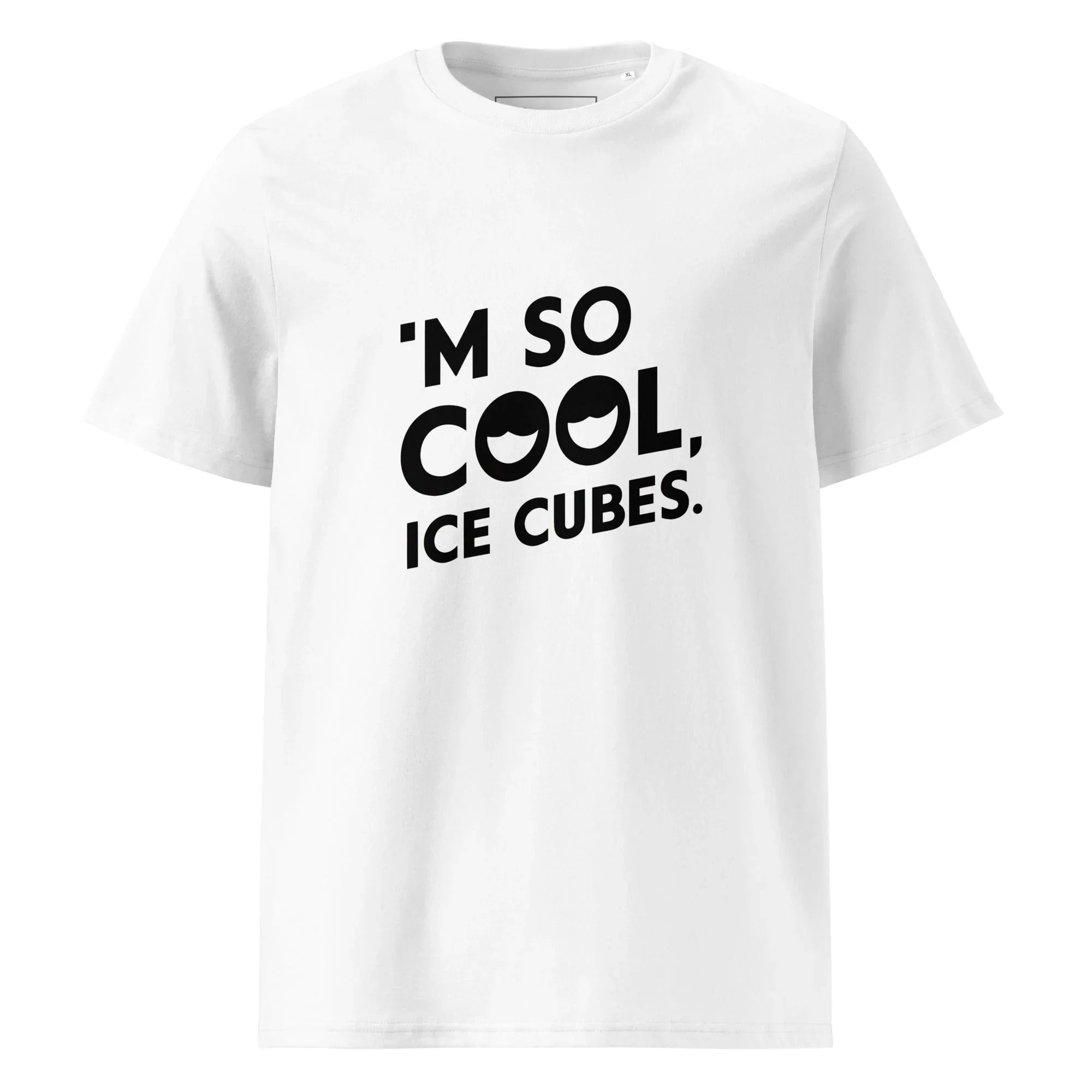 Unisex | 'M SO COOL ICE CUBES - Organic Cotton T-Shirt White T-Shirt AwRans Clothing unisex-organic-cotton-t-shirt-white-front-6665a702b042b
