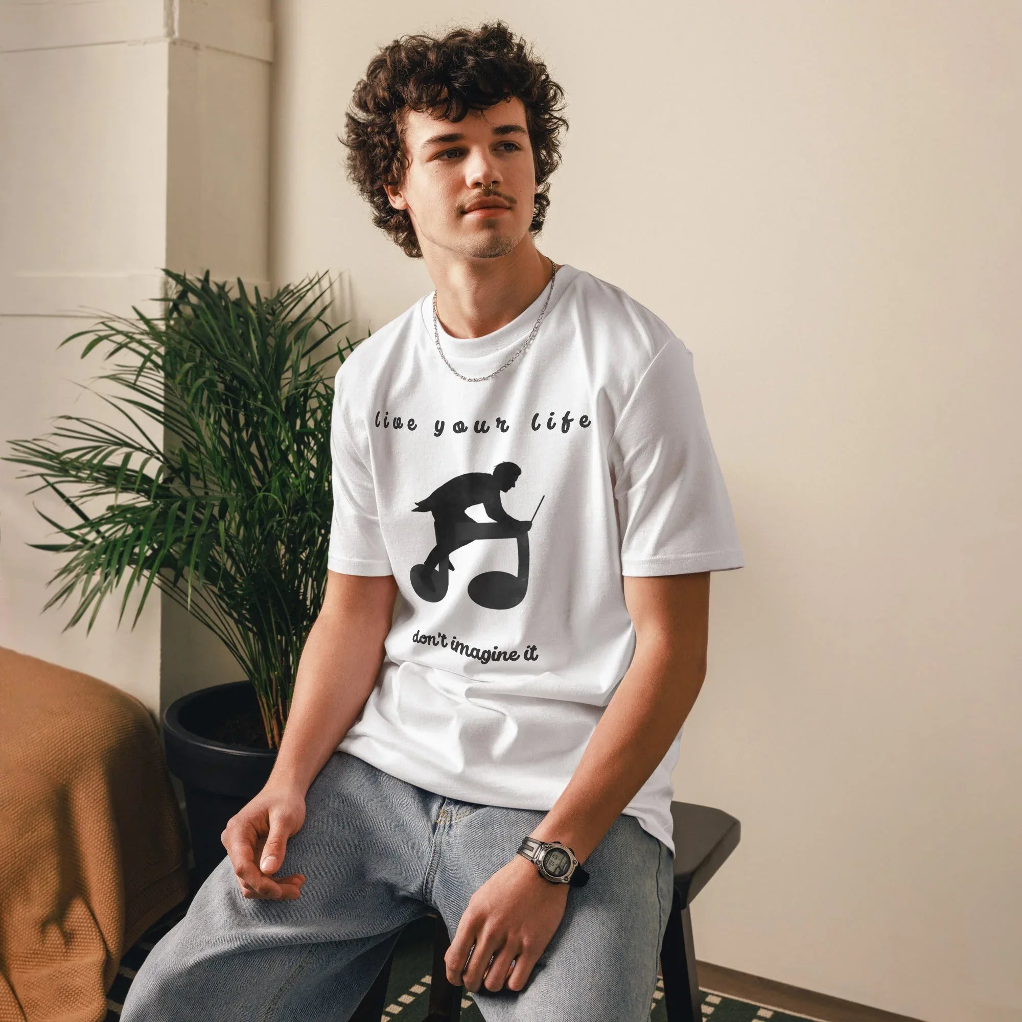 Unisex Organic Cotton T-Shirt | Live Your Life Don’t Imagine It T-Shirt AwRans Clothing unisex-organic-cotton-t-shirt-white-front-6815fdfec9722