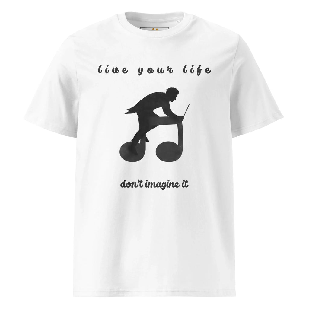 Unisex Organic Cotton T-Shirt | Live Your Life Don’t Imagine It T-Shirt AwRans Clothing unisex-organic-cotton-t-shirt-white-front-6815fdfecd141