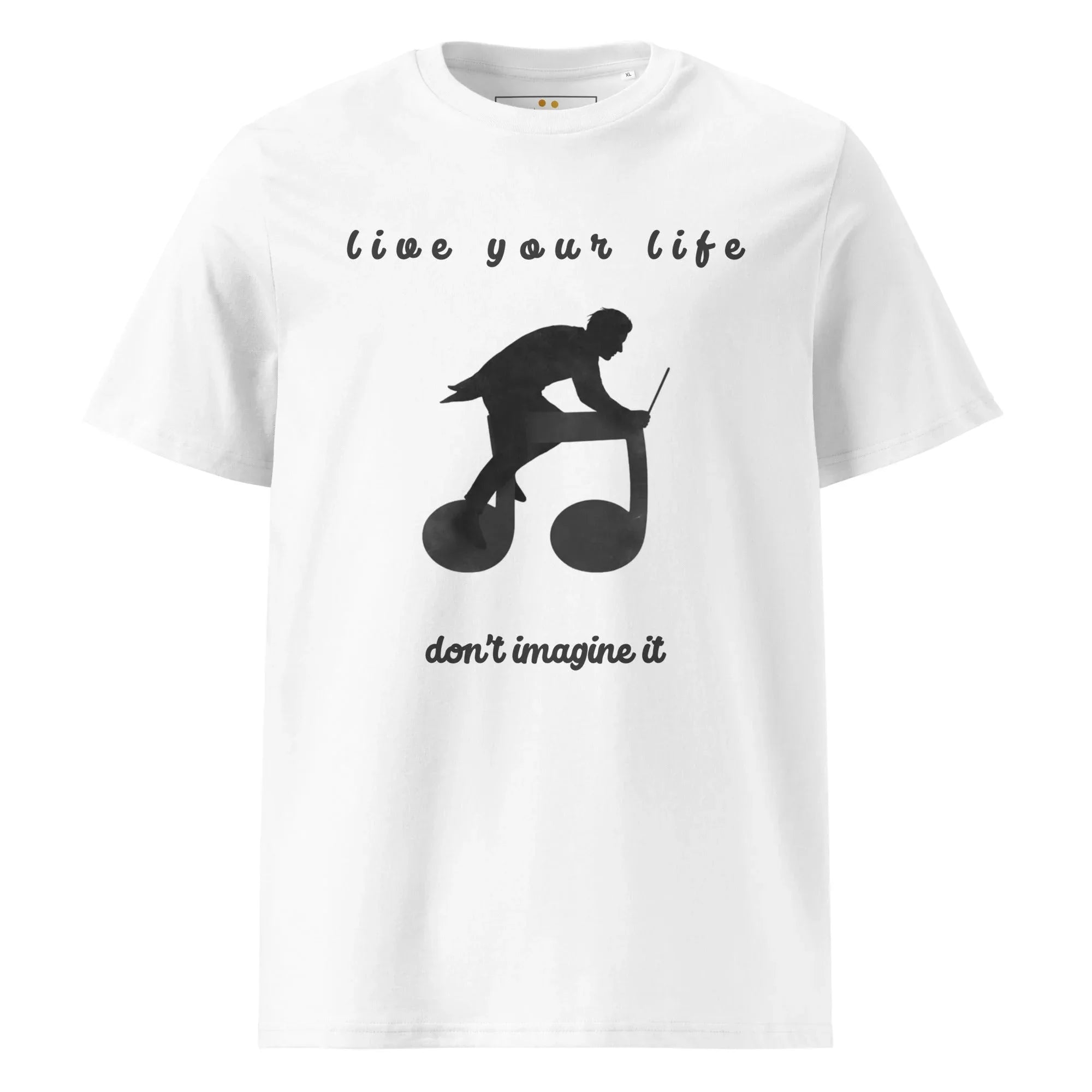 Unisex Organic Cotton T-Shirt | Live Your Life Don’t Imagine It T-Shirt AwRans Clothing unisex-organic-cotton-t-shirt-white-front-6815fdfecd141