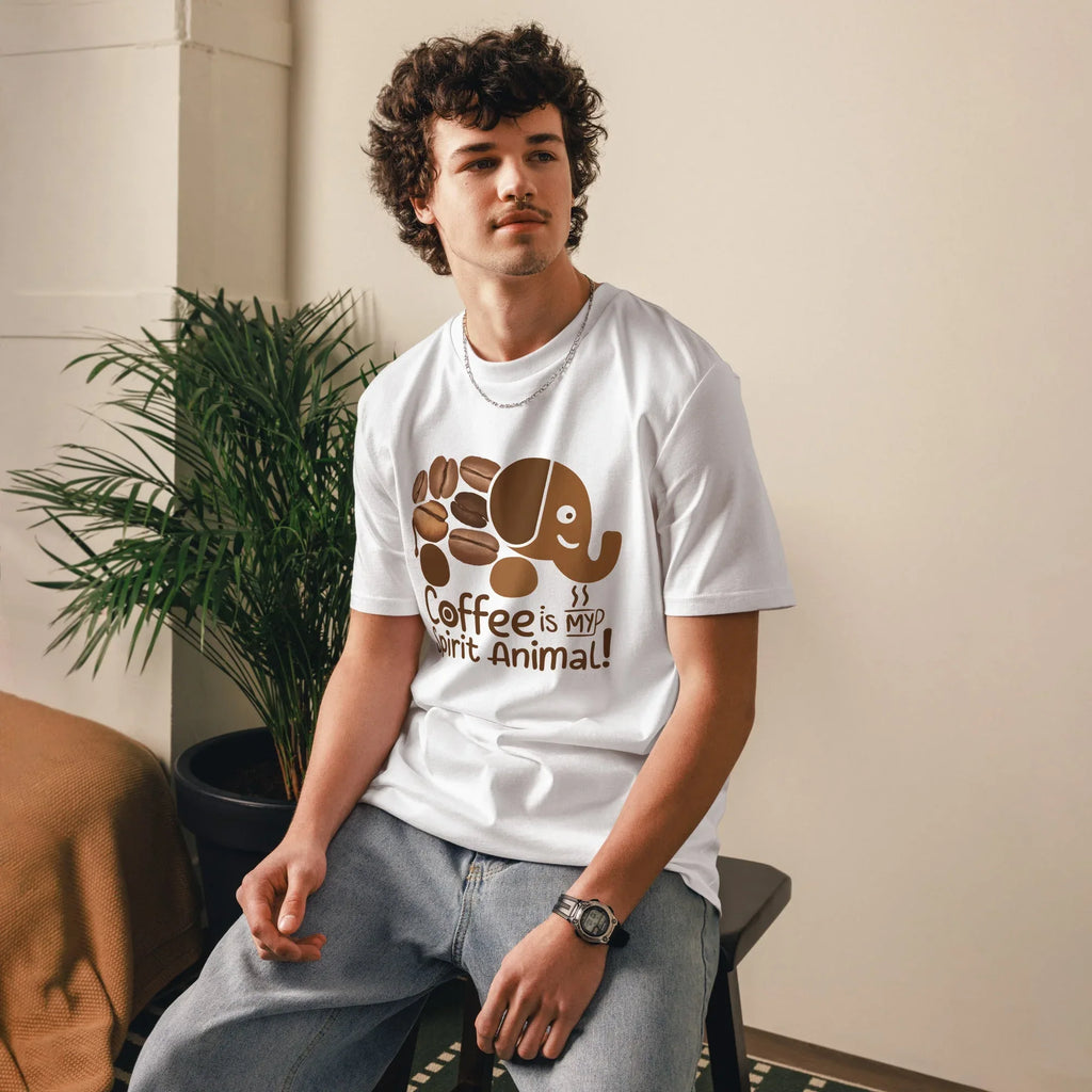 Unisex | Coffee Is My Spirit Animal Organic Cotton T-Shirt T-Shirt AwRans Clothing unisex-organic-cotton-t-shirt-white-front-68169c33743b0