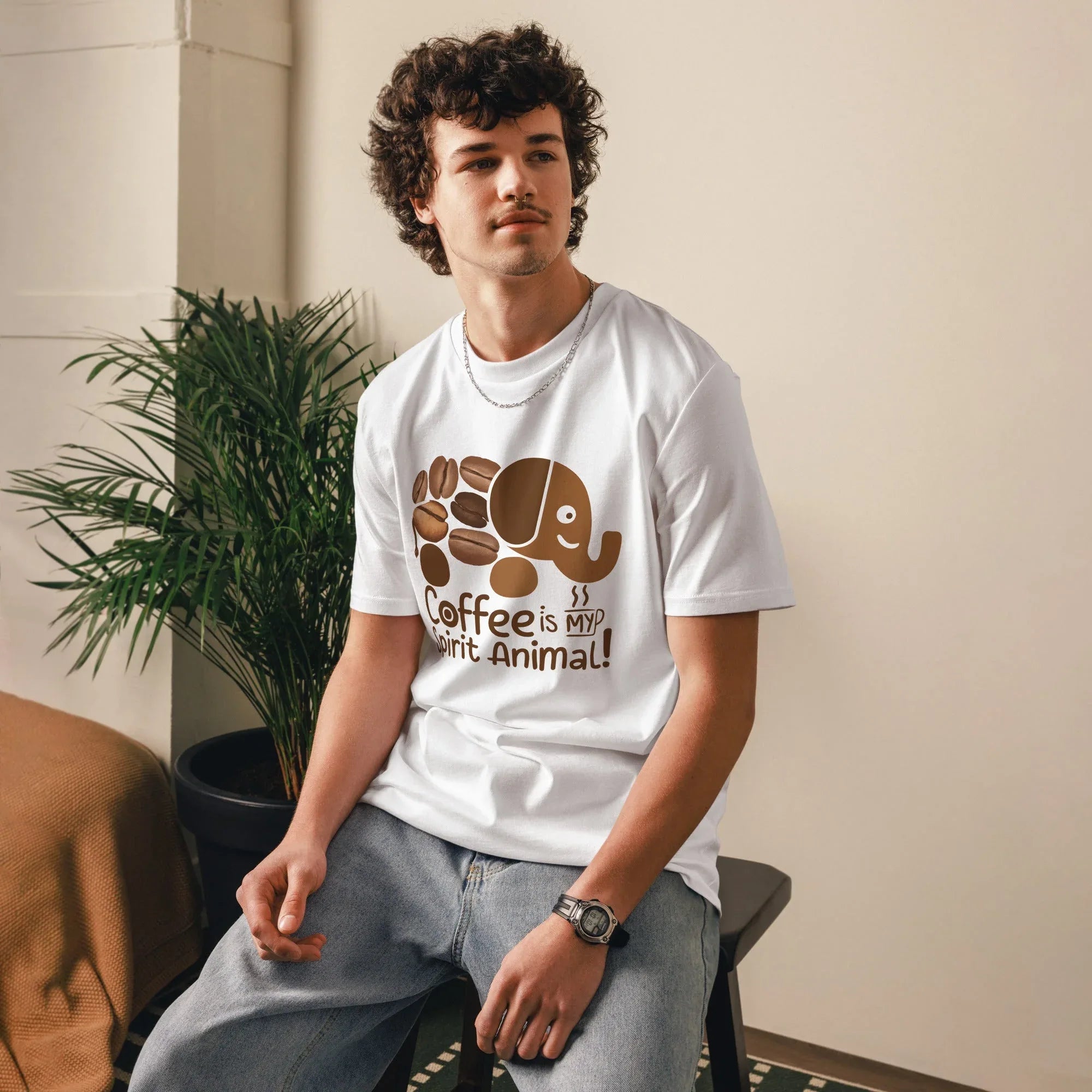 Unisex | Coffee Is My Spirit Animal Organic Cotton T-Shirt T-Shirt AwRans Clothing unisex-organic-cotton-t-shirt-white-front-68169c33743b0