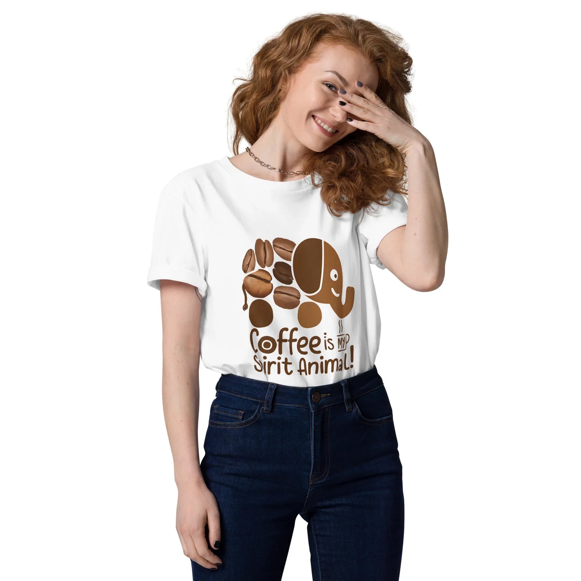 Unisex | Coffee Is My Spirit Animal Organic Cotton T-Shirt White T-Shirt AwRans Clothing unisex-organic-cotton-t-shirt-white-front-68169c33a24e6