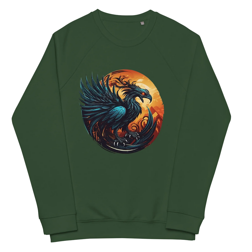 Unisex | Phoenix Organic Raglan Sweatshirt Sweatshirt AwRans Clothing unisex-organic-raglan-sweatshirt-bottle-green-front-66231d5a021dd