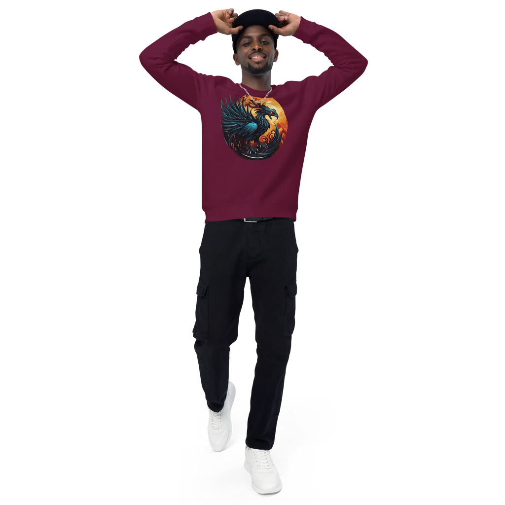 Unisex | Phoenix Organic Raglan Sweatshirt Sweatshirt AwRans Clothing unisex-organic-raglan-sweatshirt-burgundy-front-3-66231d5a00284