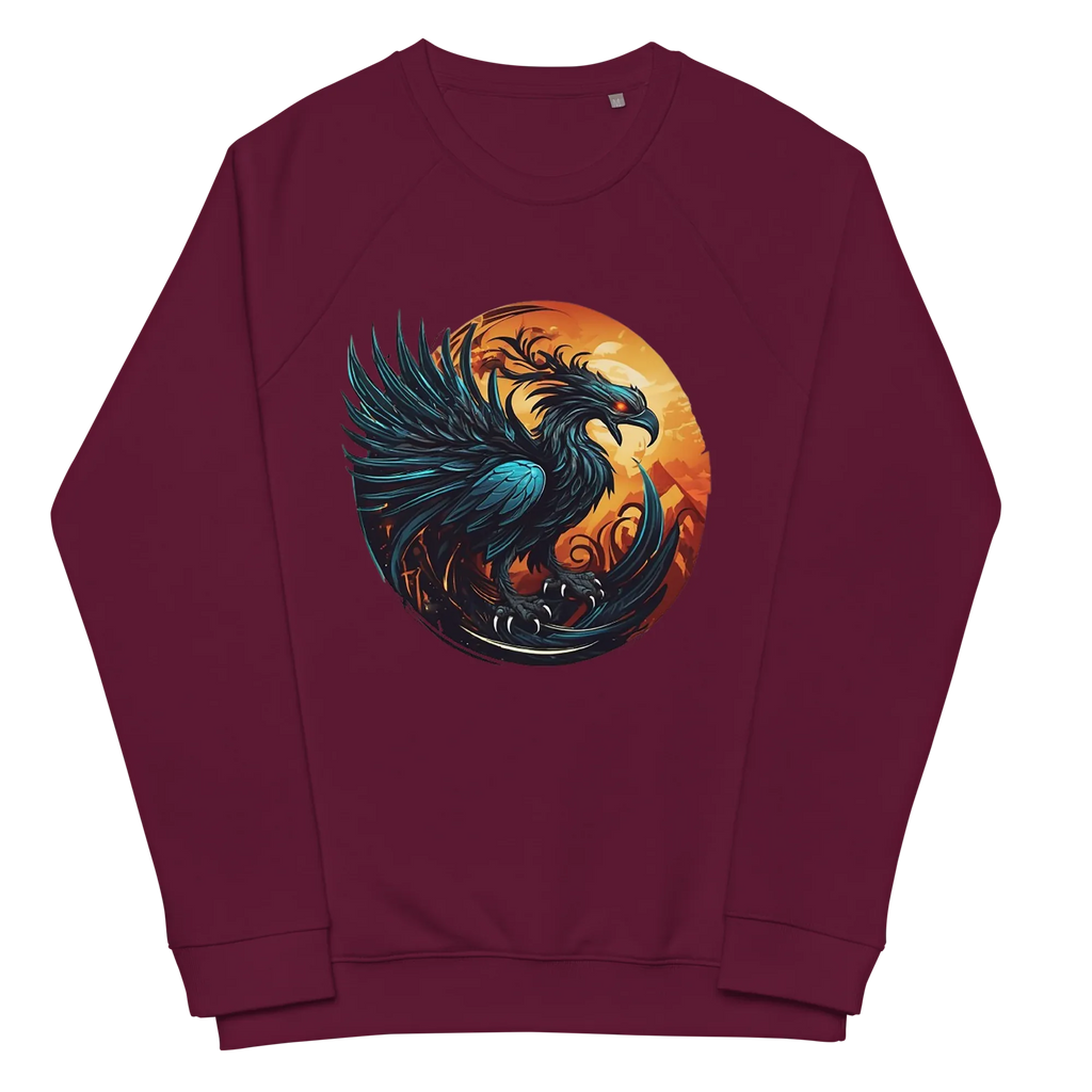 Unisex | Phoenix Organic Raglan Sweatshirt Sweatshirt AwRans Clothing unisex-organic-raglan-sweatshirt-burgundy-front-66231d59f3fdb