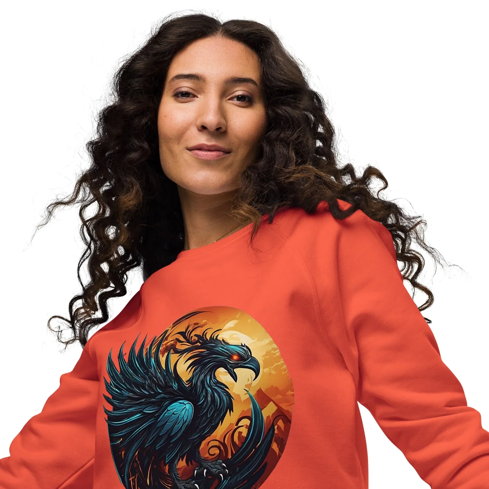 Unisex | Phoenix Organic Raglan Sweatshirt Sweatshirt AwRans Clothing unisex-organic-raglan-sweatshirt-burnt-orange-front-2-66186c43089c3