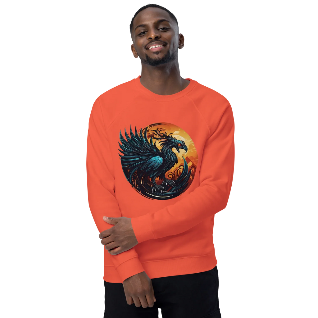 Unisex | Phoenix Organic Raglan Sweatshirt Sweatshirt AwRans Clothing unisex-organic-raglan-sweatshirt-burnt-orange-front-2-66231d5a04b81