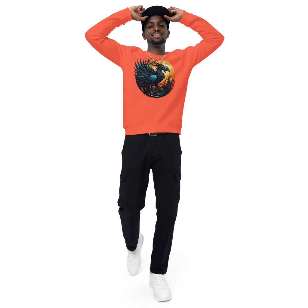 Unisex | Phoenix Organic Raglan Sweatshirt Sweatshirt AwRans Clothing unisex-organic-raglan-sweatshirt-burnt-orange-front-3-66231d5a054a6