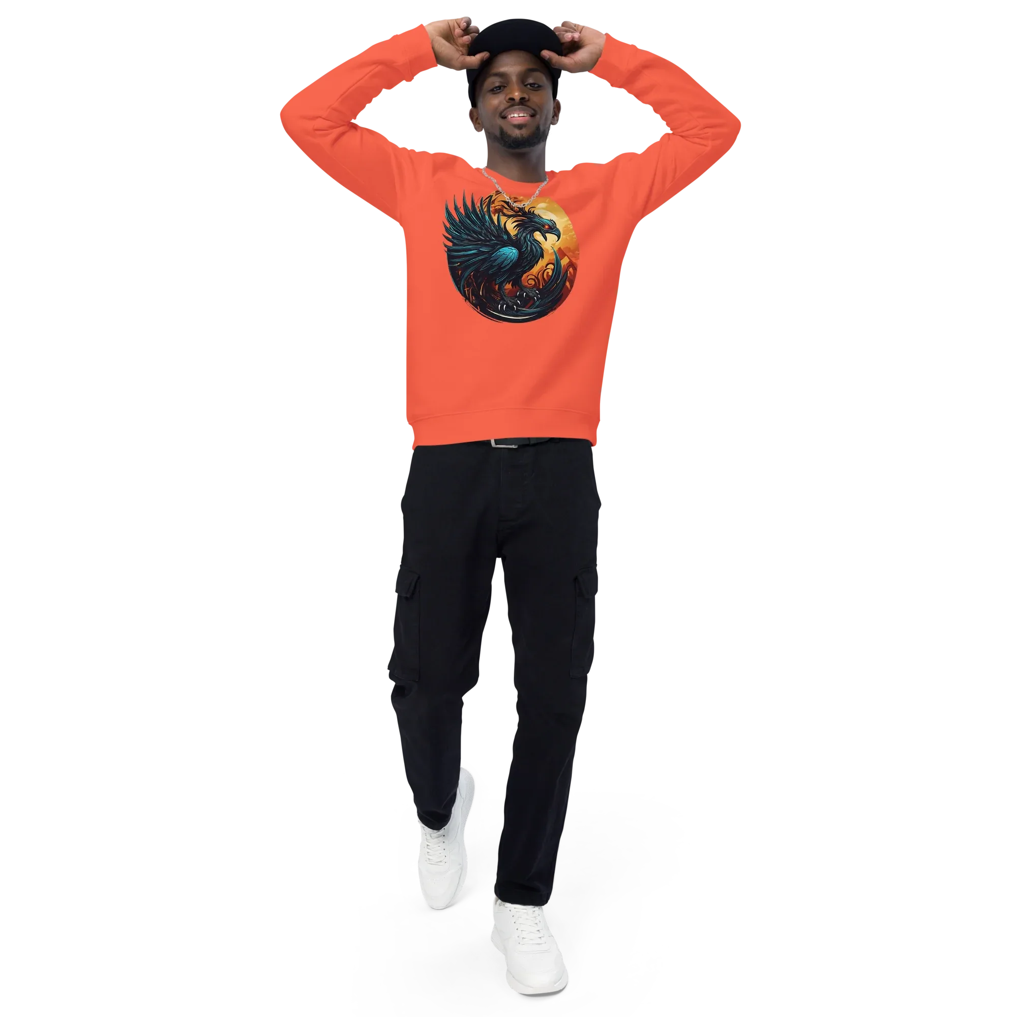 Unisex | Phoenix Organic Raglan Sweatshirt Sweatshirt AwRans Clothing unisex-organic-raglan-sweatshirt-burnt-orange-front-3-66231d5a054a6