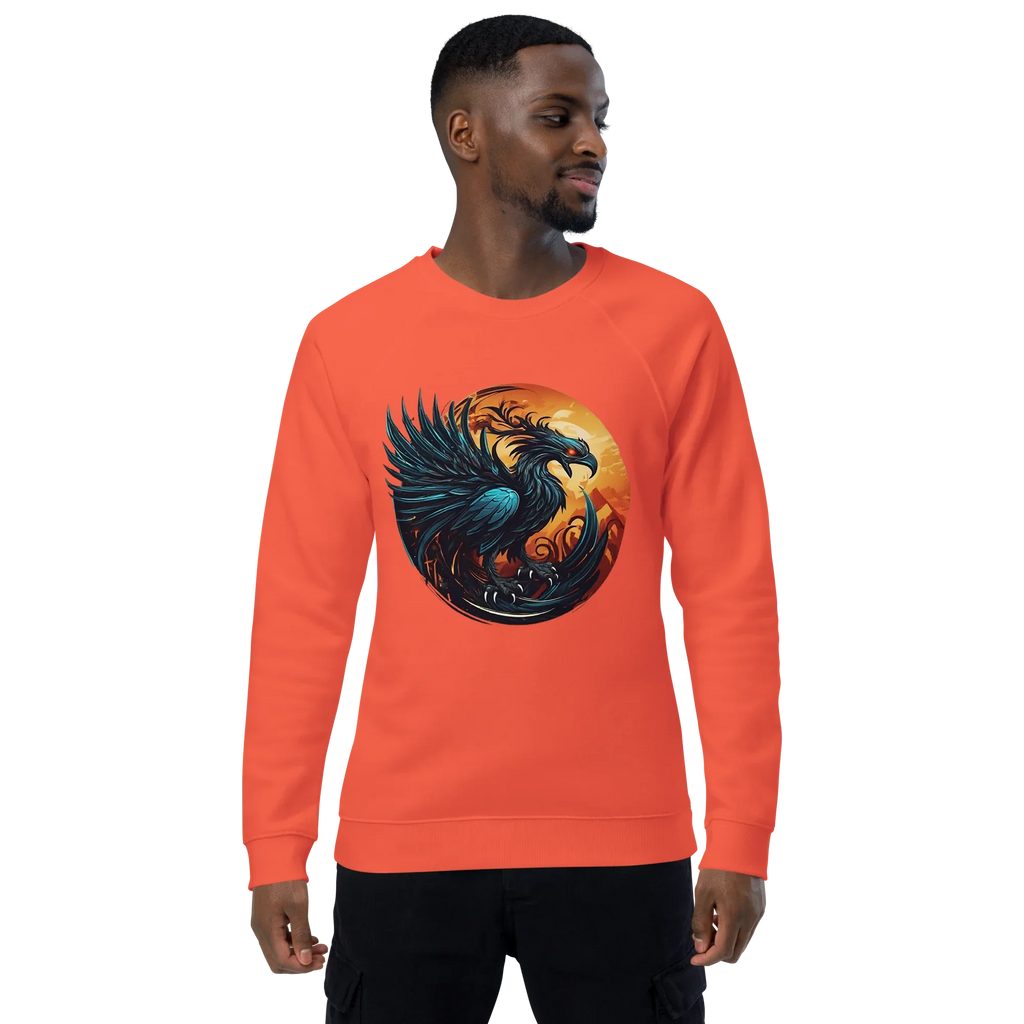 Unisex | Phoenix Organic Raglan Sweatshirt Sweatshirt AwRans Clothing unisex-organic-raglan-sweatshirt-burnt-orange-front-66231d5a03838