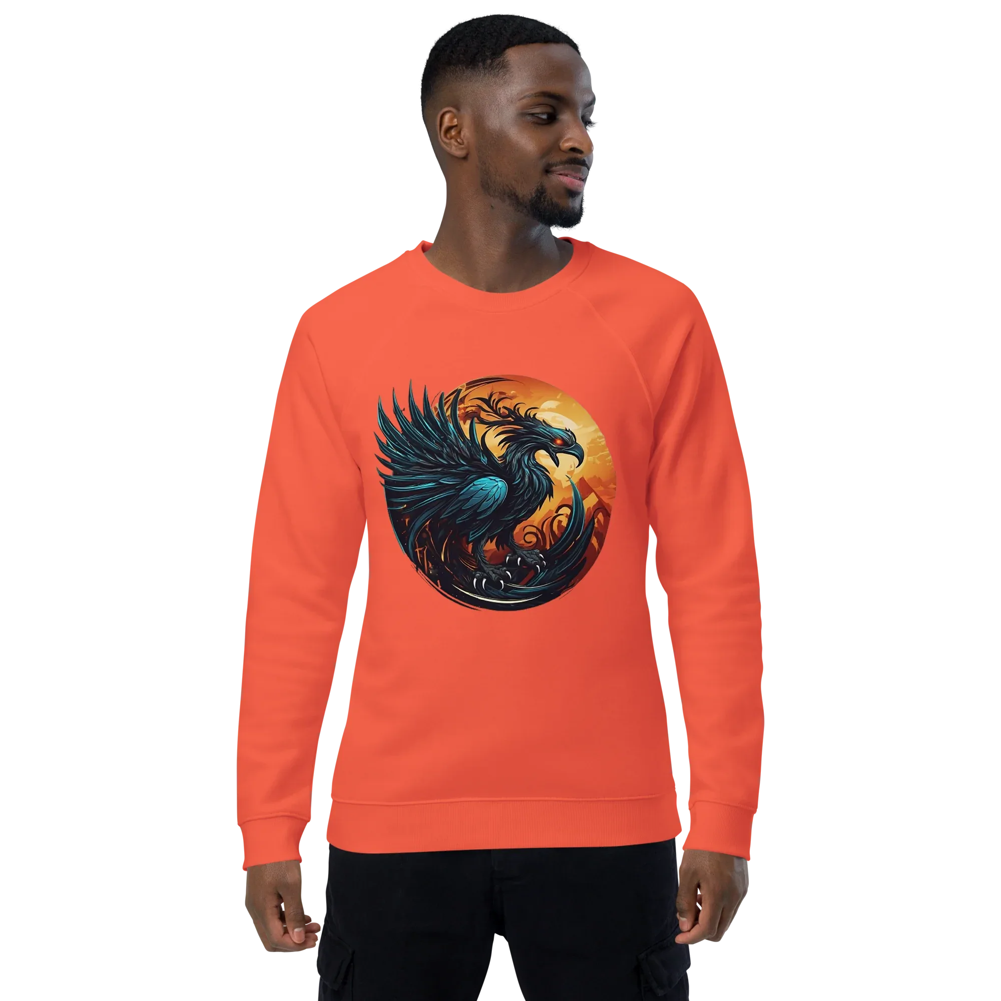 Unisex | Phoenix Organic Raglan Sweatshirt Sweatshirt AwRans Clothing unisex-organic-raglan-sweatshirt-burnt-orange-front-66231d5a03838