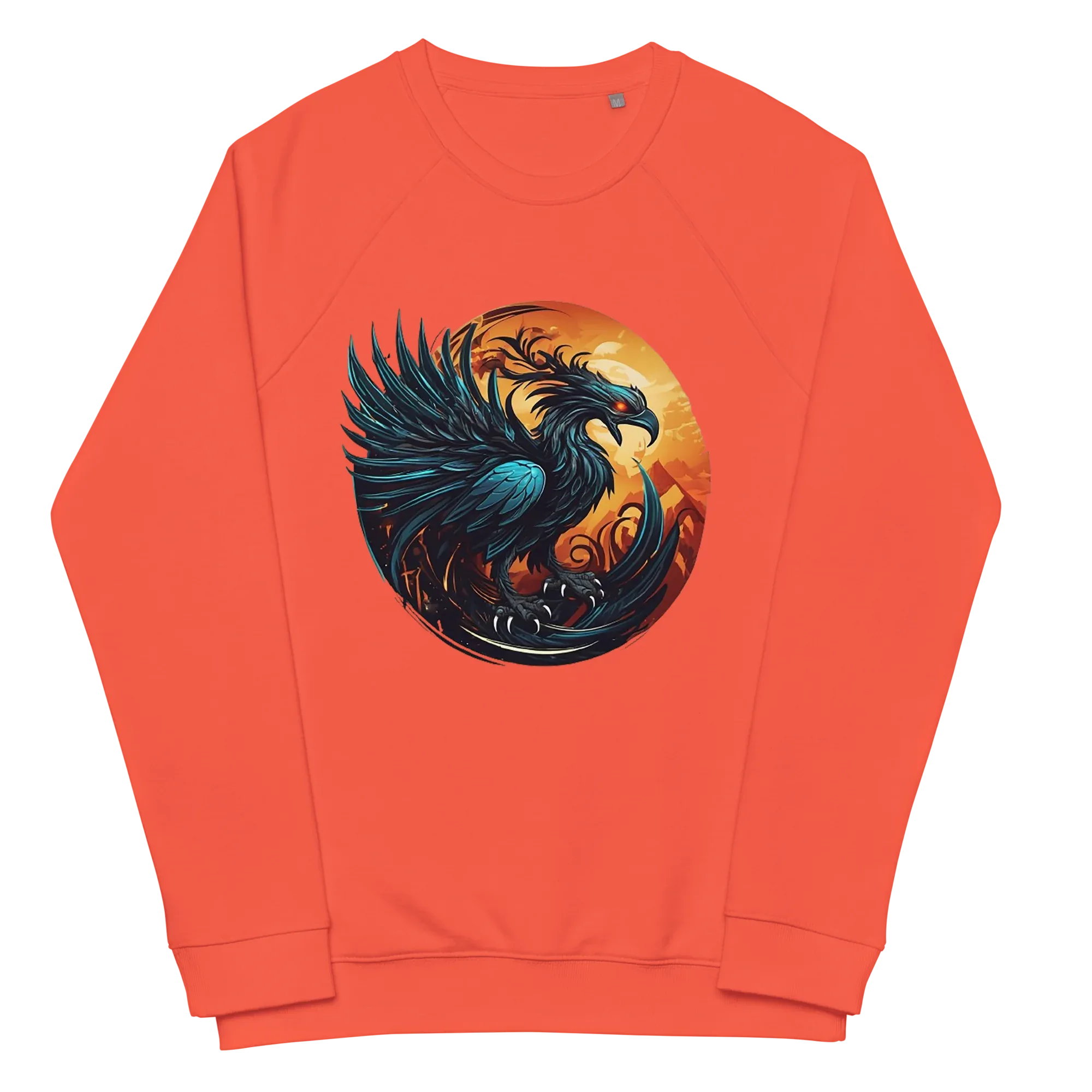Unisex | Phoenix Organic Raglan Sweatshirt Sweatshirt AwRans Clothing unisex-organic-raglan-sweatshirt-burnt-orange-front-66231d5a041f5