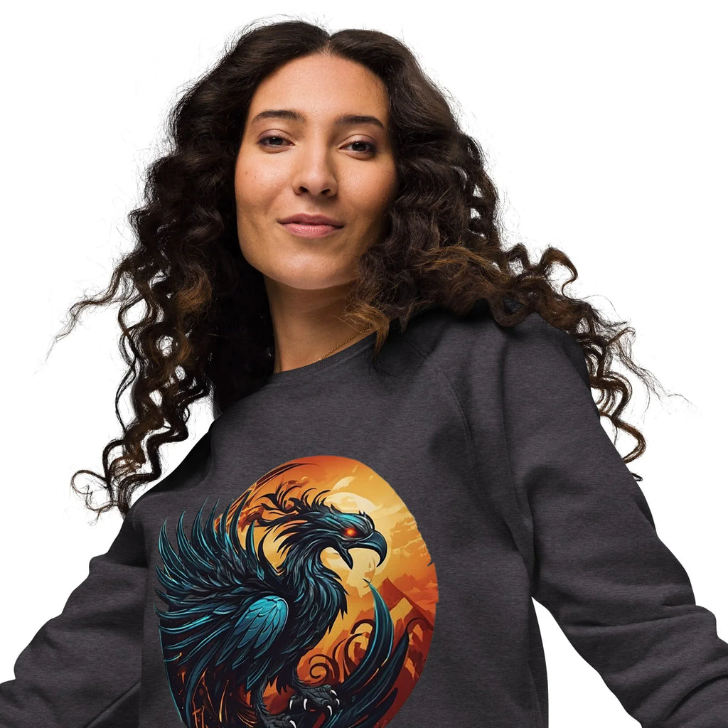 Unisex | Phoenix Organic Raglan Sweatshirt Sweatshirt AwRans Clothing unisex-organic-raglan-sweatshirt-charcoal-melange-front-2-66186c430717f