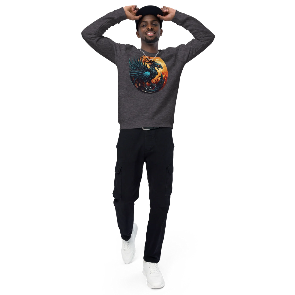 Unisex | Phoenix Organic Raglan Sweatshirt Sweatshirt AwRans Clothing unisex-organic-raglan-sweatshirt-charcoal-melange-front-3-66231d5a014f6