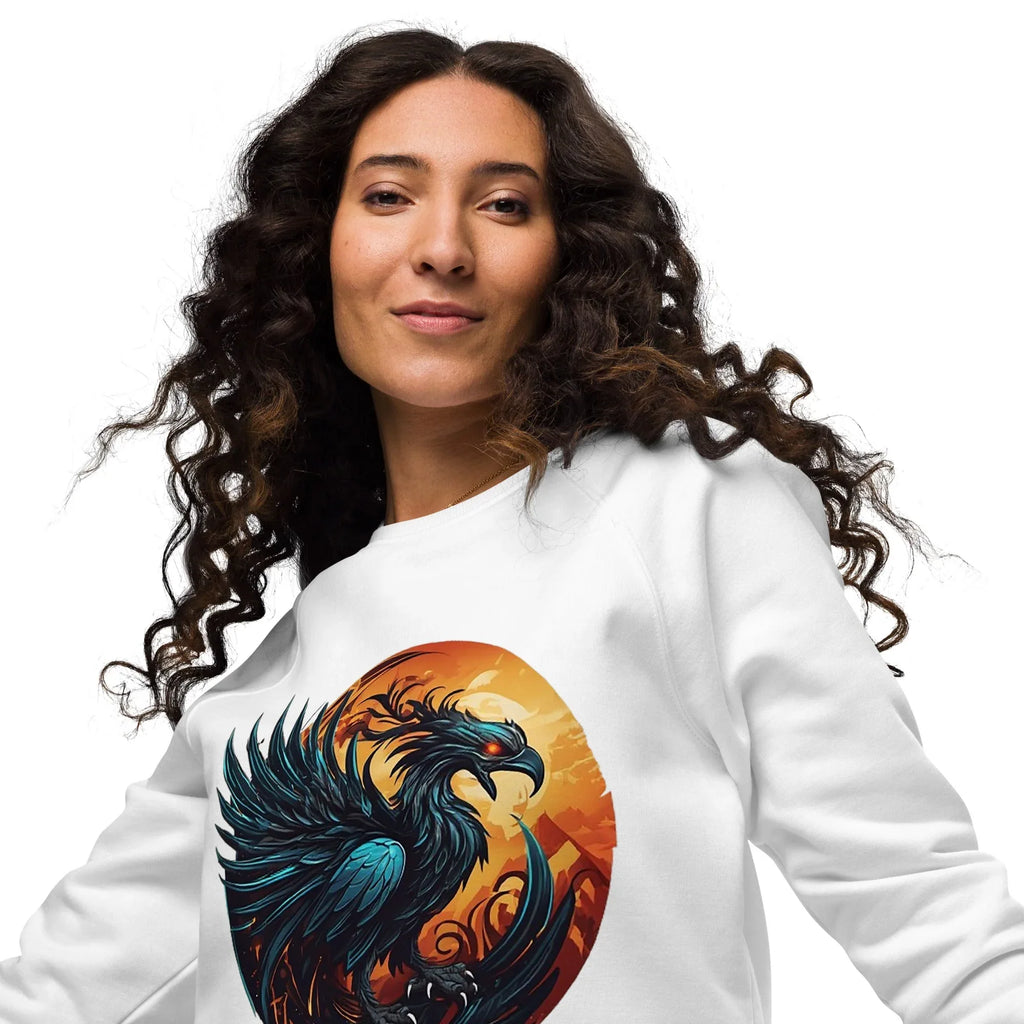 Unisex | Phoenix Organic Raglan Sweatshirt Sweatshirt AwRans Clothing unisex-organic-raglan-sweatshirt-white-front-2-66186c4309a93