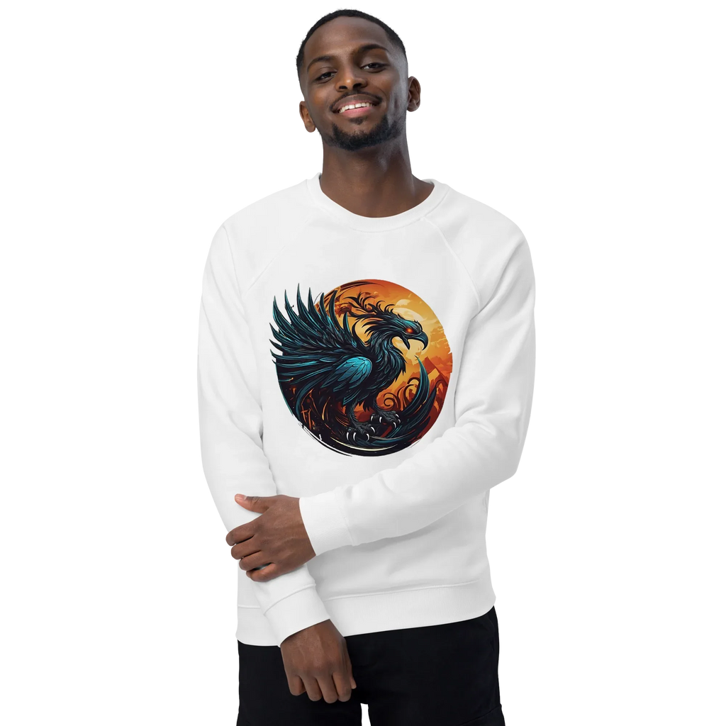 Unisex | Phoenix Organic Raglan Sweatshirt Sweatshirt AwRans Clothing unisex-organic-raglan-sweatshirt-white-front-2-66231d5a070a6