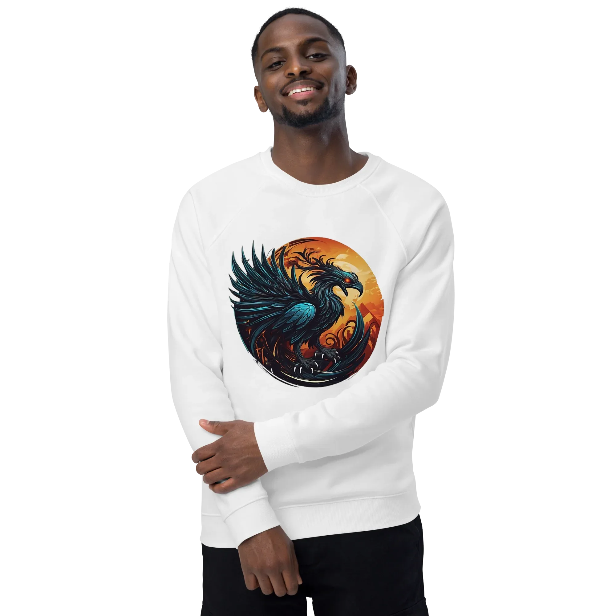 Unisex | Phoenix Organic Raglan Sweatshirt Sweatshirt AwRans Clothing unisex-organic-raglan-sweatshirt-white-front-2-66231d5a070a6
