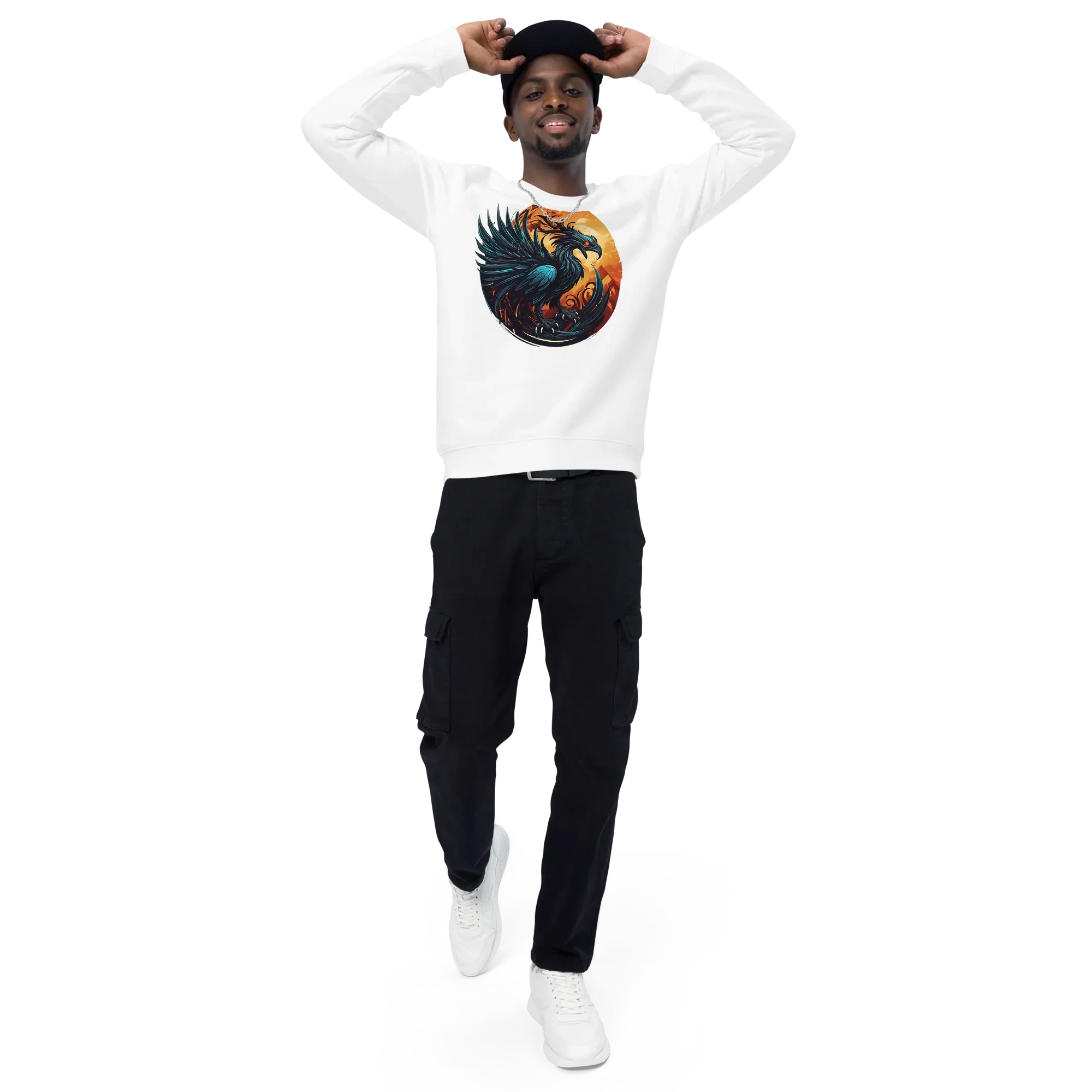Unisex | Phoenix Organic Raglan Sweatshirt Sweatshirt AwRans Clothing unisex-organic-raglan-sweatshirt-white-front-3-66231d5a07bd3
