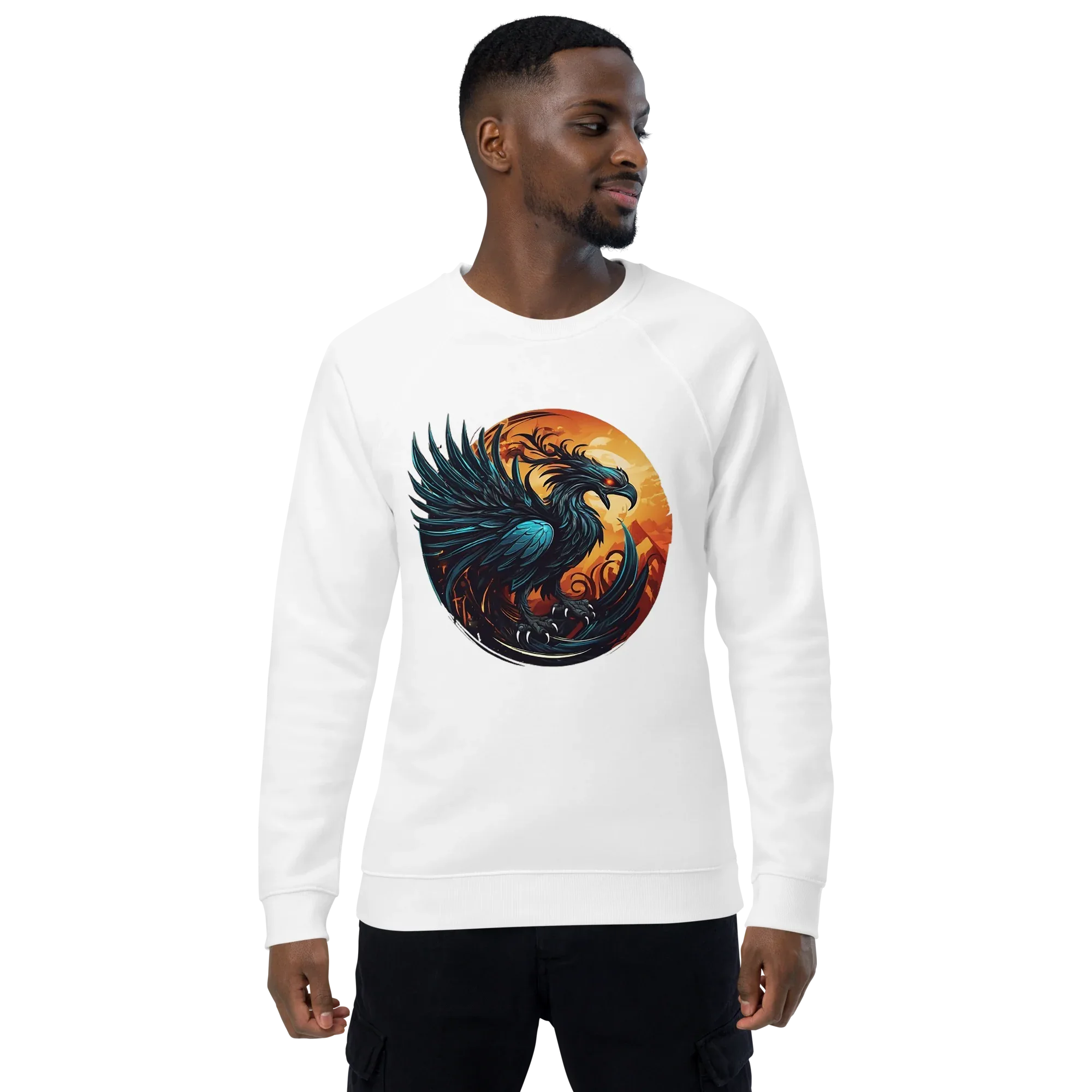 Unisex | Phoenix Organic Raglan Sweatshirt Sweatshirt AwRans Clothing unisex-organic-raglan-sweatshirt-white-front-66231d5a05b9e