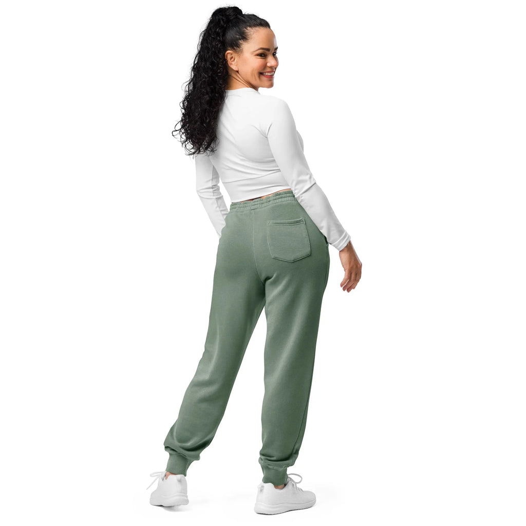 AwRans | Premium Unisex pigment-dyed sweatpants sweatpants AwRans Clothing unisex-pigment-dyed-sweatpants-pigment-alpine-green-back-688d531babd5e