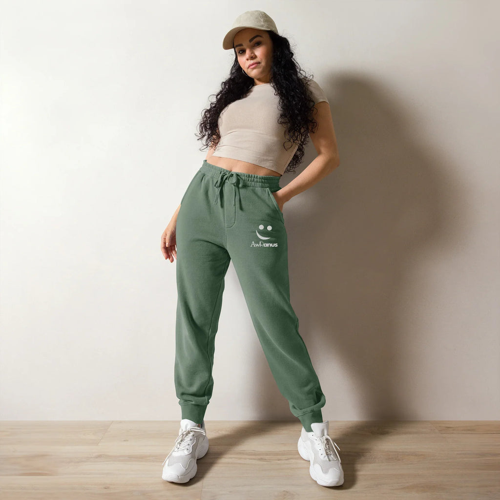 AwRans | Premium Unisex pigment-dyed sweatpants sweatpants AwRans Clothing unisex-pigment-dyed-sweatpants-pigment-alpine-green-front-688d531bab18f