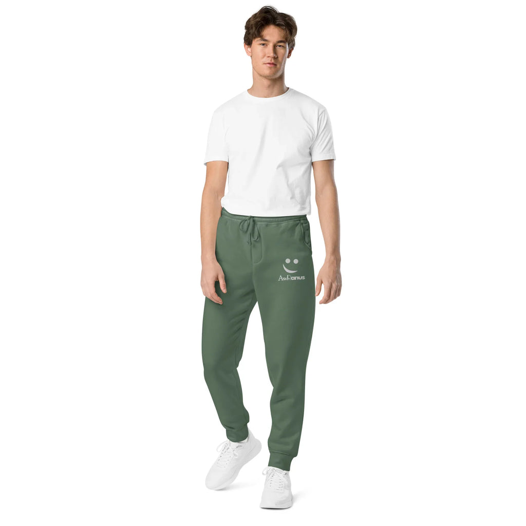 AwRans | Premium Unisex pigment-dyed sweatpants sweatpants AwRans Clothing unisex-pigment-dyed-sweatpants-pigment-alpine-green-front-688d531bab8de