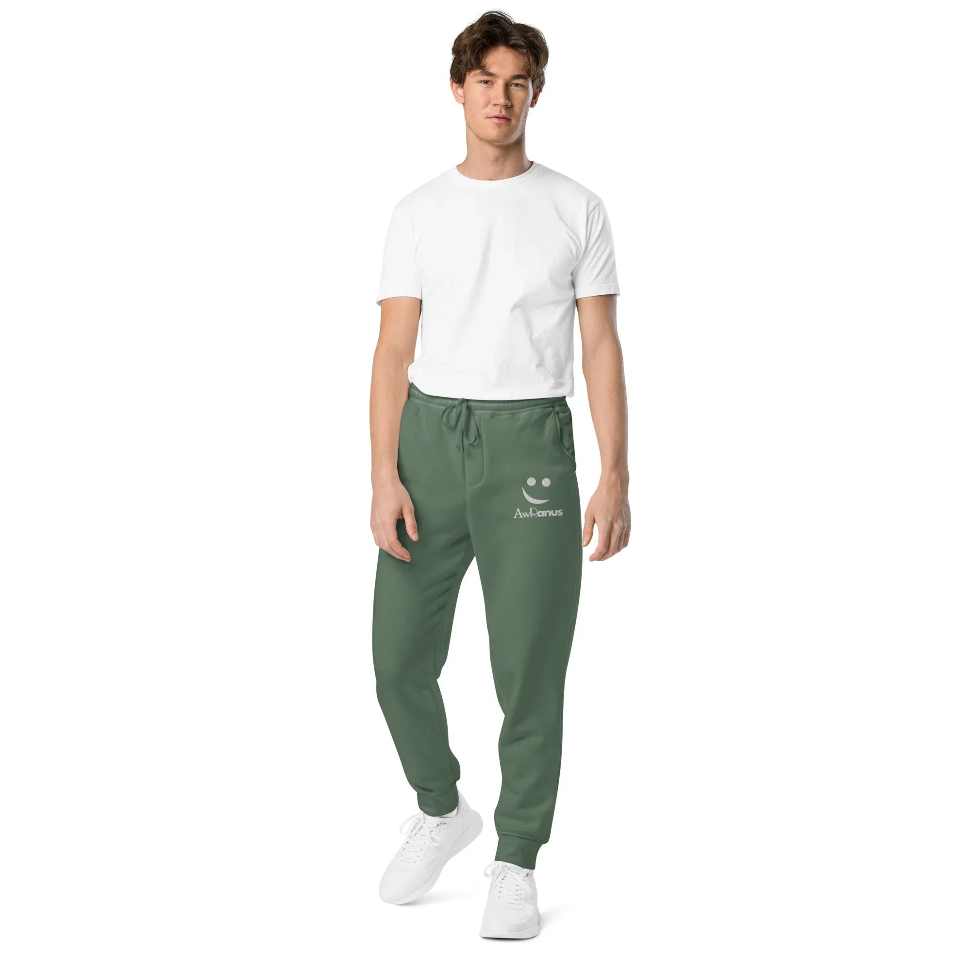 AwRans | Premium Unisex pigment-dyed sweatpants sweatpants AwRans Clothing unisex-pigment-dyed-sweatpants-pigment-alpine-green-front-688d531bab8de