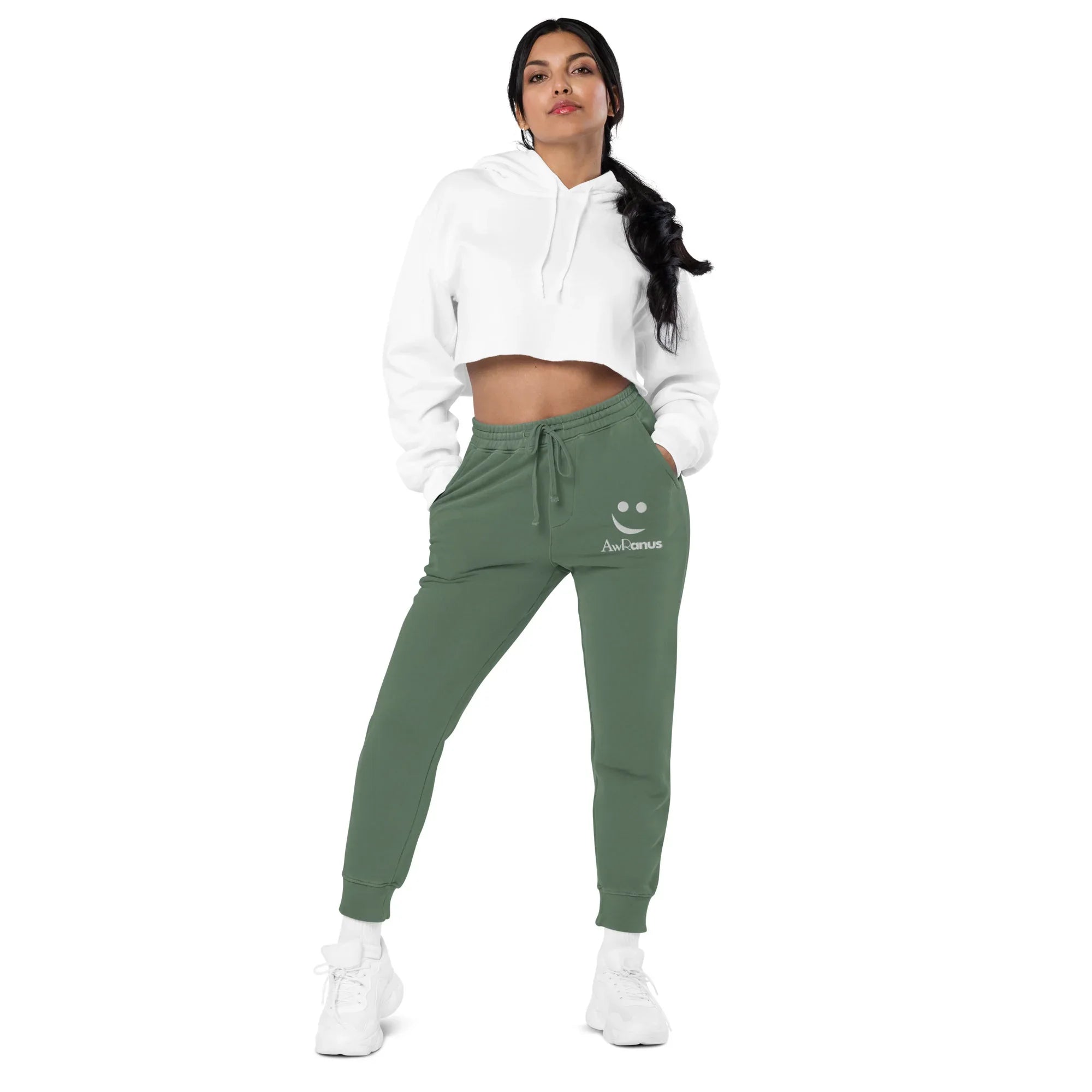 AwRans | Premium Unisex pigment-dyed sweatpants sweatpants AwRans Clothing unisex-pigment-dyed-sweatpants-pigment-alpine-green-front-688d531babc1d