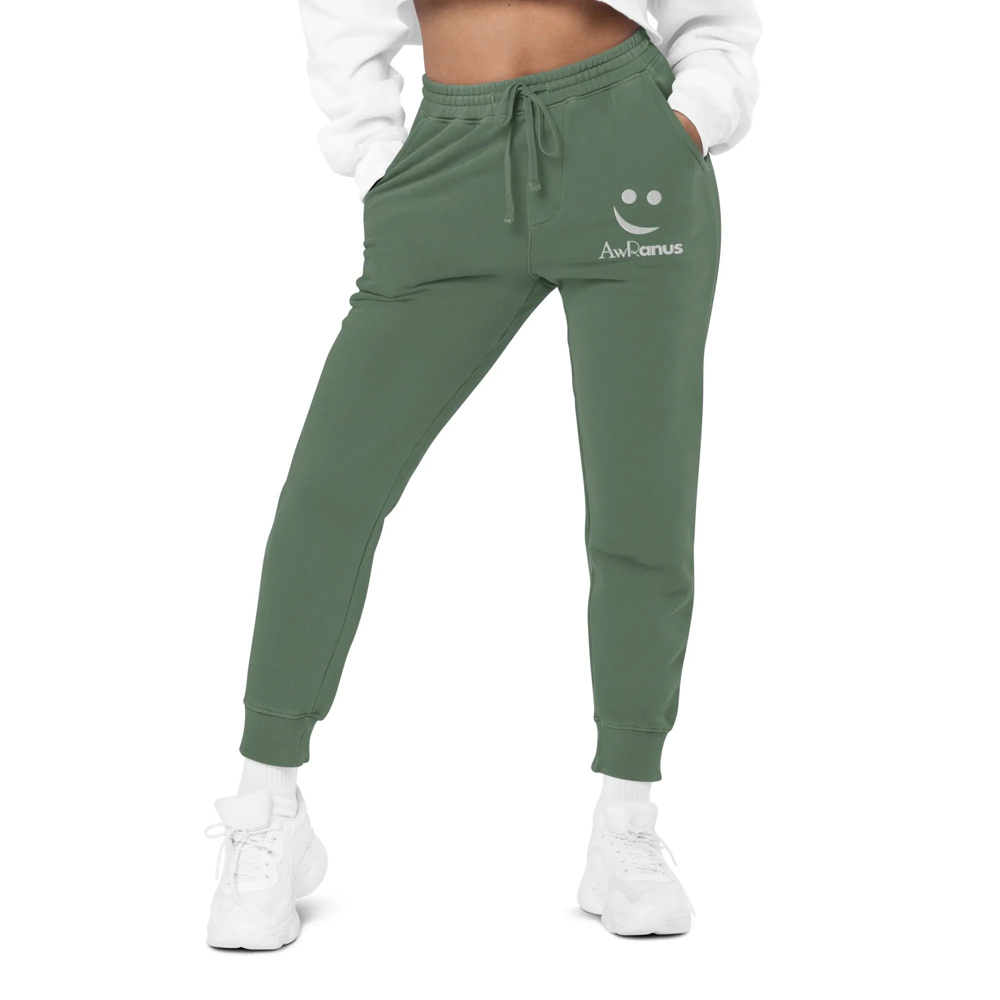AwRans | Premium Unisex pigment-dyed sweatpants sweatpants AwRans Clothing unisex-pigment-dyed-sweatpants-pigment-alpine-green-front-688d531babc91