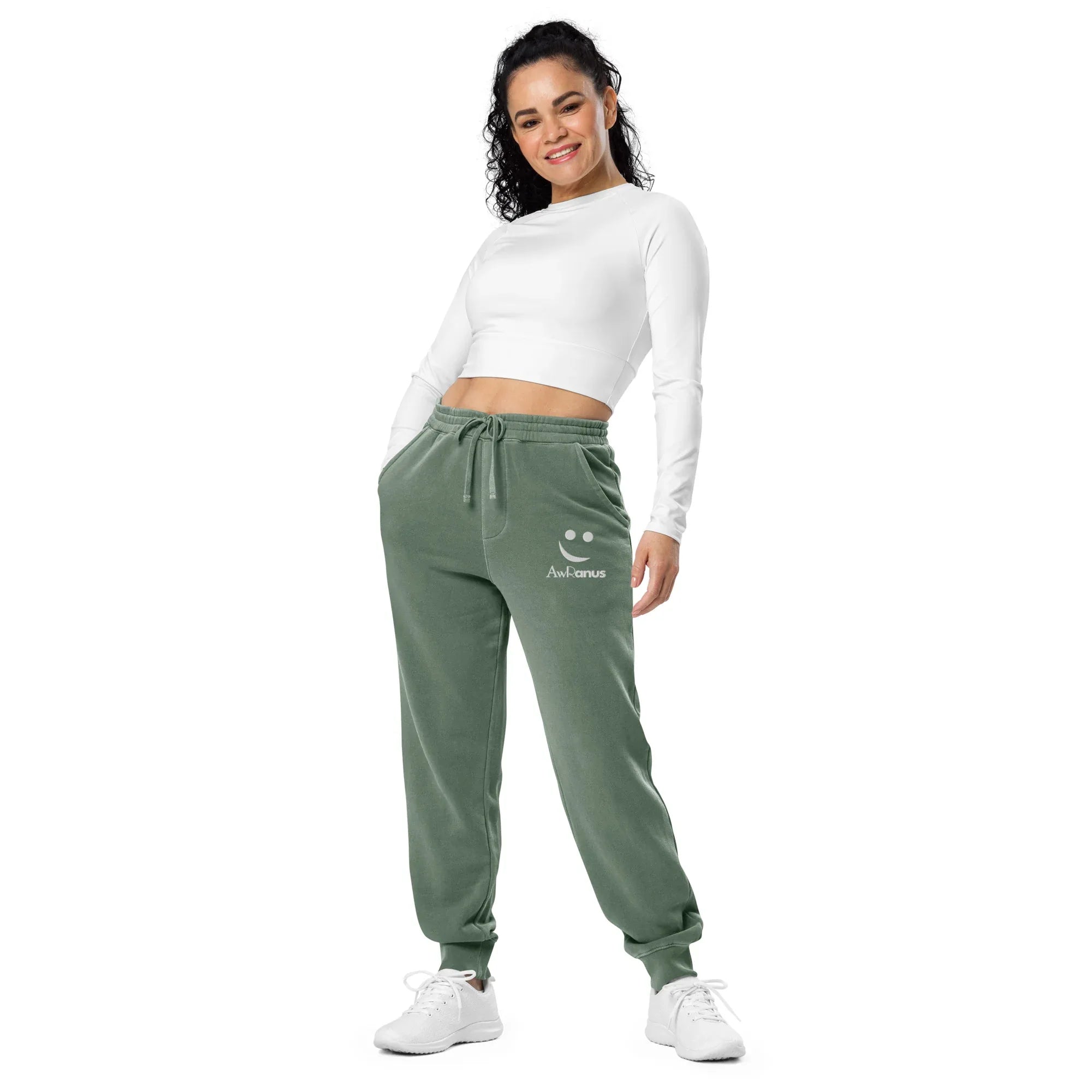 AwRans | Premium Unisex pigment-dyed sweatpants sweatpants AwRans Clothing unisex-pigment-dyed-sweatpants-pigment-alpine-green-front-688d531babd0c