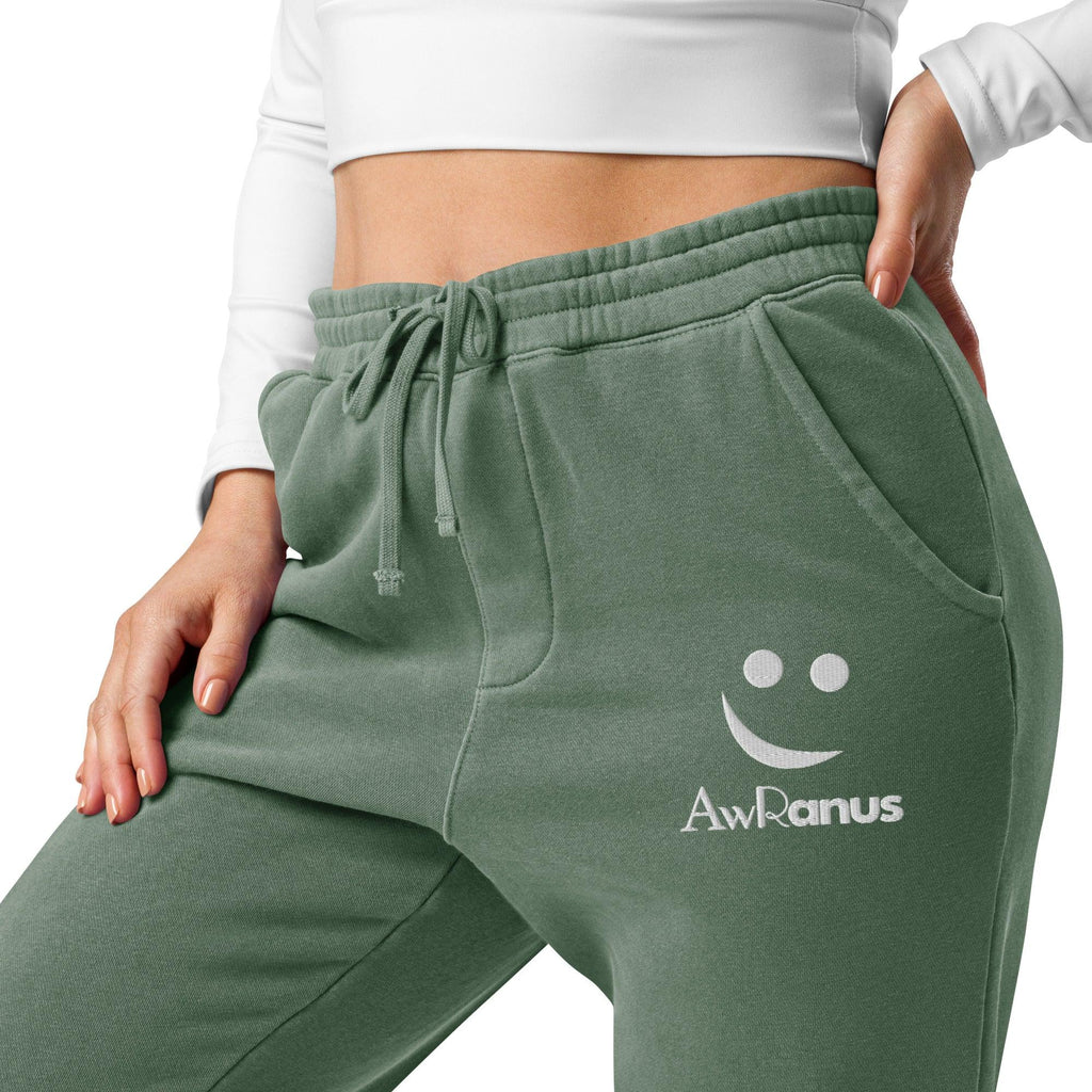AwRans | Premium Unisex pigment-dyed sweatpants sweatpants AwRans Clothing unisex-pigment-dyed-sweatpants-pigment-alpine-green-left-688d531bab14b