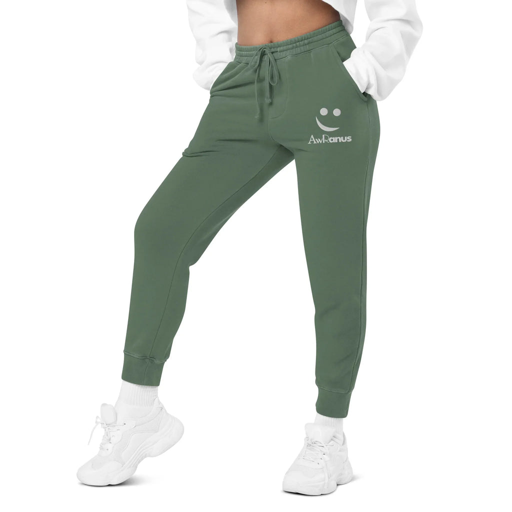 AwRans | Premium Unisex pigment-dyed sweatpants sweatpants AwRans Clothing unisex-pigment-dyed-sweatpants-pigment-alpine-green-left-front-688d531babda4