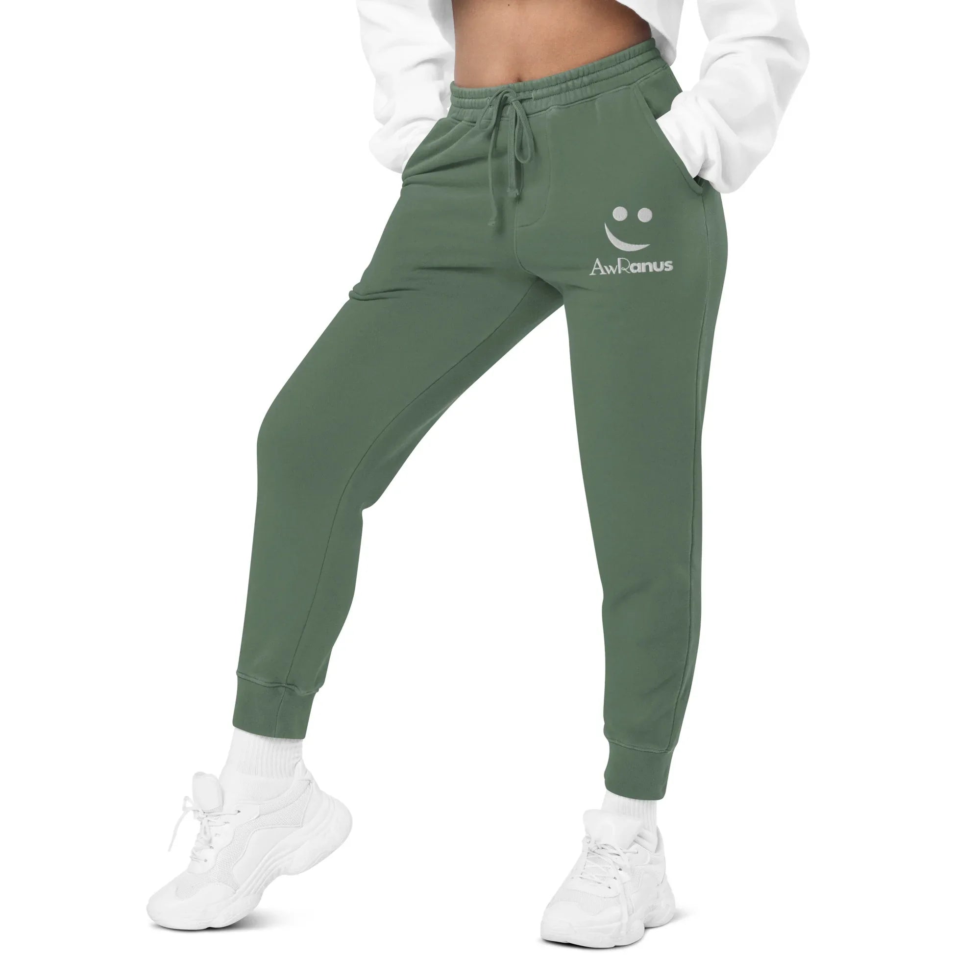 AwRans | Premium Unisex pigment-dyed sweatpants sweatpants AwRans Clothing unisex-pigment-dyed-sweatpants-pigment-alpine-green-left-front-688d531babda4