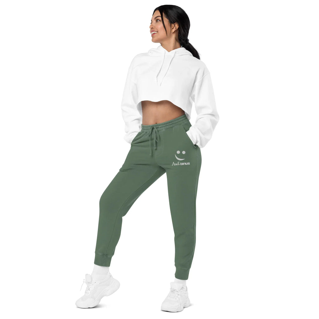 AwRans | Premium Unisex pigment-dyed sweatpants sweatpants AwRans Clothing unisex-pigment-dyed-sweatpants-pigment-alpine-green-left-front-688d531babe35
