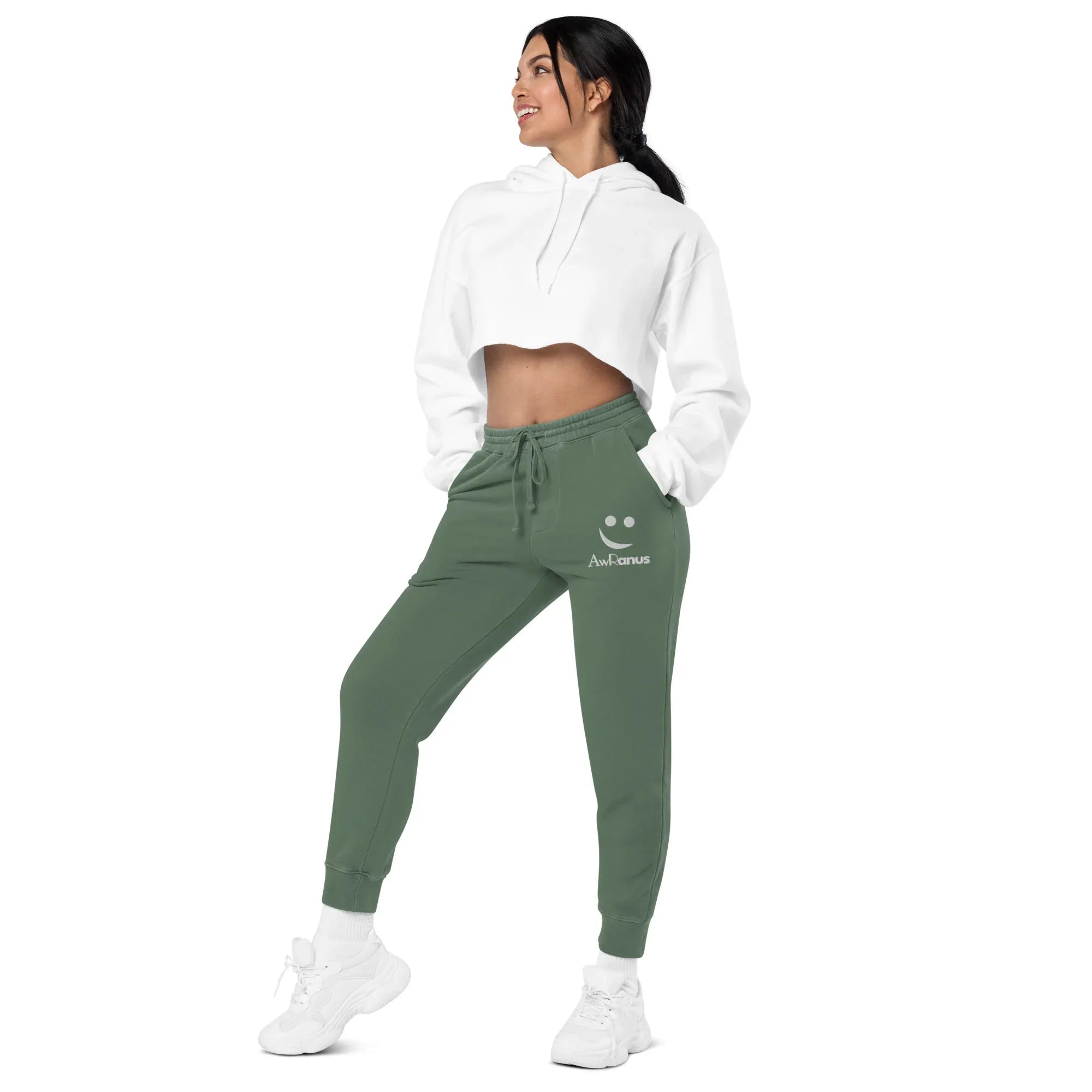 AwRans | Premium Unisex pigment-dyed sweatpants sweatpants AwRans Clothing unisex-pigment-dyed-sweatpants-pigment-alpine-green-left-front-688d531babe35