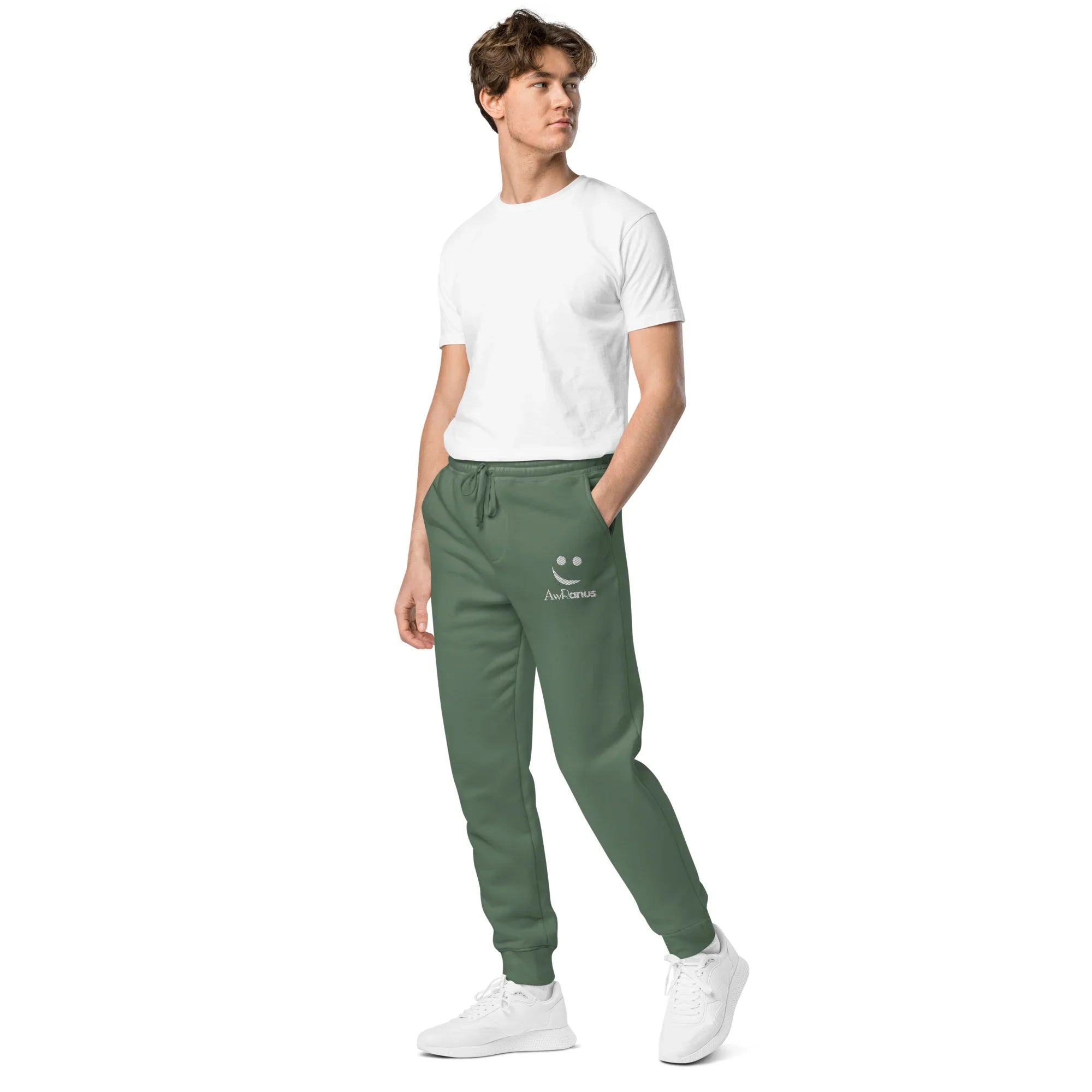 AwRans | Premium Unisex pigment-dyed sweatpants sweatpants AwRans Clothing unisex-pigment-dyed-sweatpants-pigment-alpine-green-left-front-688d531babfc5