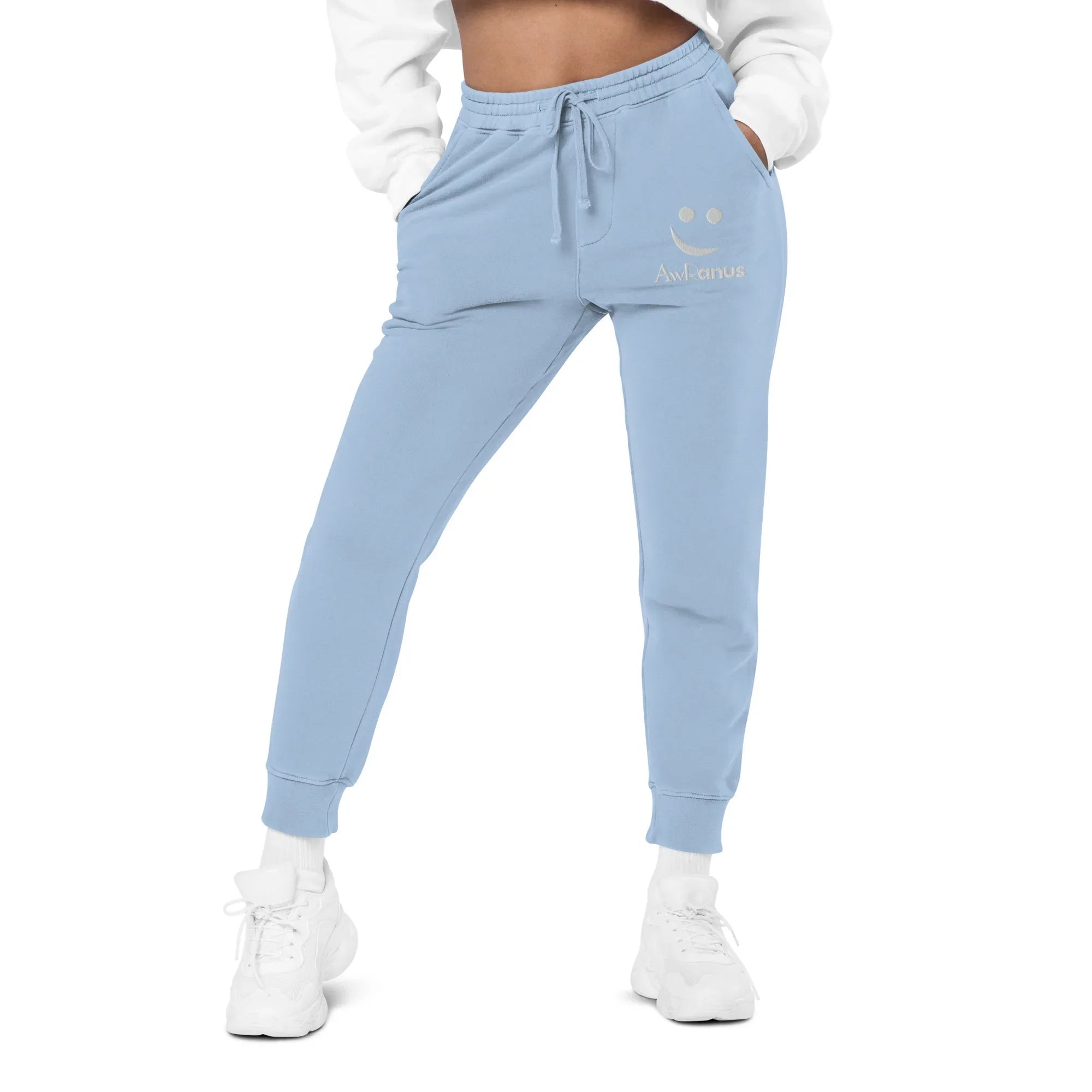 AwRans | Premium Unisex pigment-dyed sweatpants sweatpants AwRans Clothing unisex-pigment-dyed-sweatpants-pigment-light-blue-front-688d531bad4e4