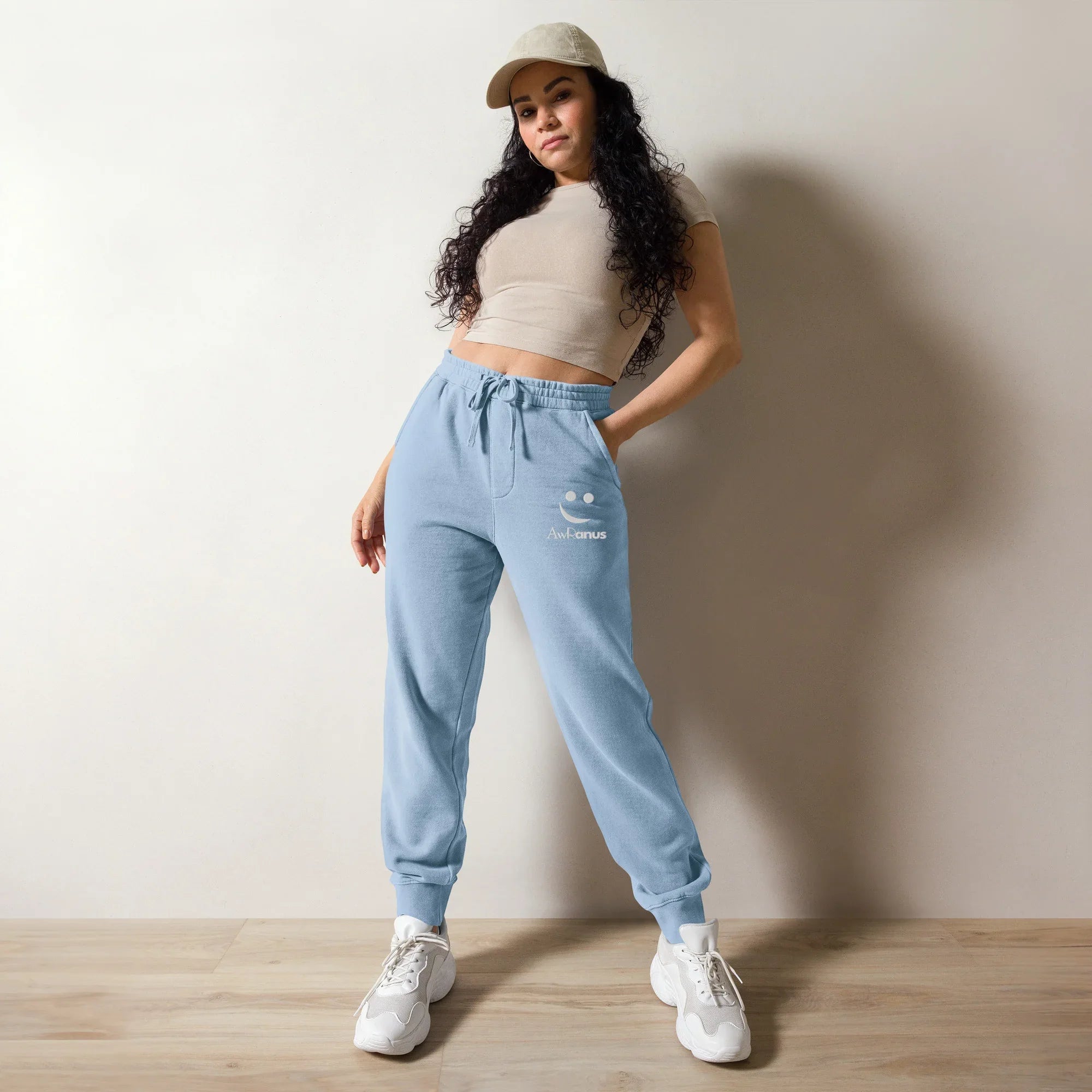 AwRans | Premium Unisex pigment-dyed sweatpants sweatpants AwRans Clothing unisex-pigment-dyed-sweatpants-pigment-light-blue-front-688d531bada68
