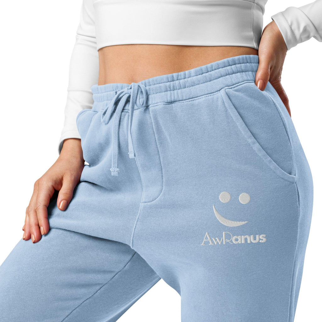 AwRans | Premium Unisex pigment-dyed sweatpants sweatpants AwRans Clothing unisex-pigment-dyed-sweatpants-pigment-light-blue-left-688d531bad9ef