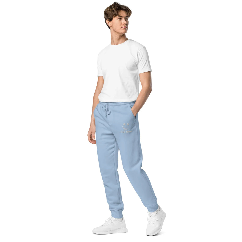 AwRans | Premium Unisex pigment-dyed sweatpants sweatpants AwRans Clothing unisex-pigment-dyed-sweatpants-pigment-light-blue-left-front-688d531bac360