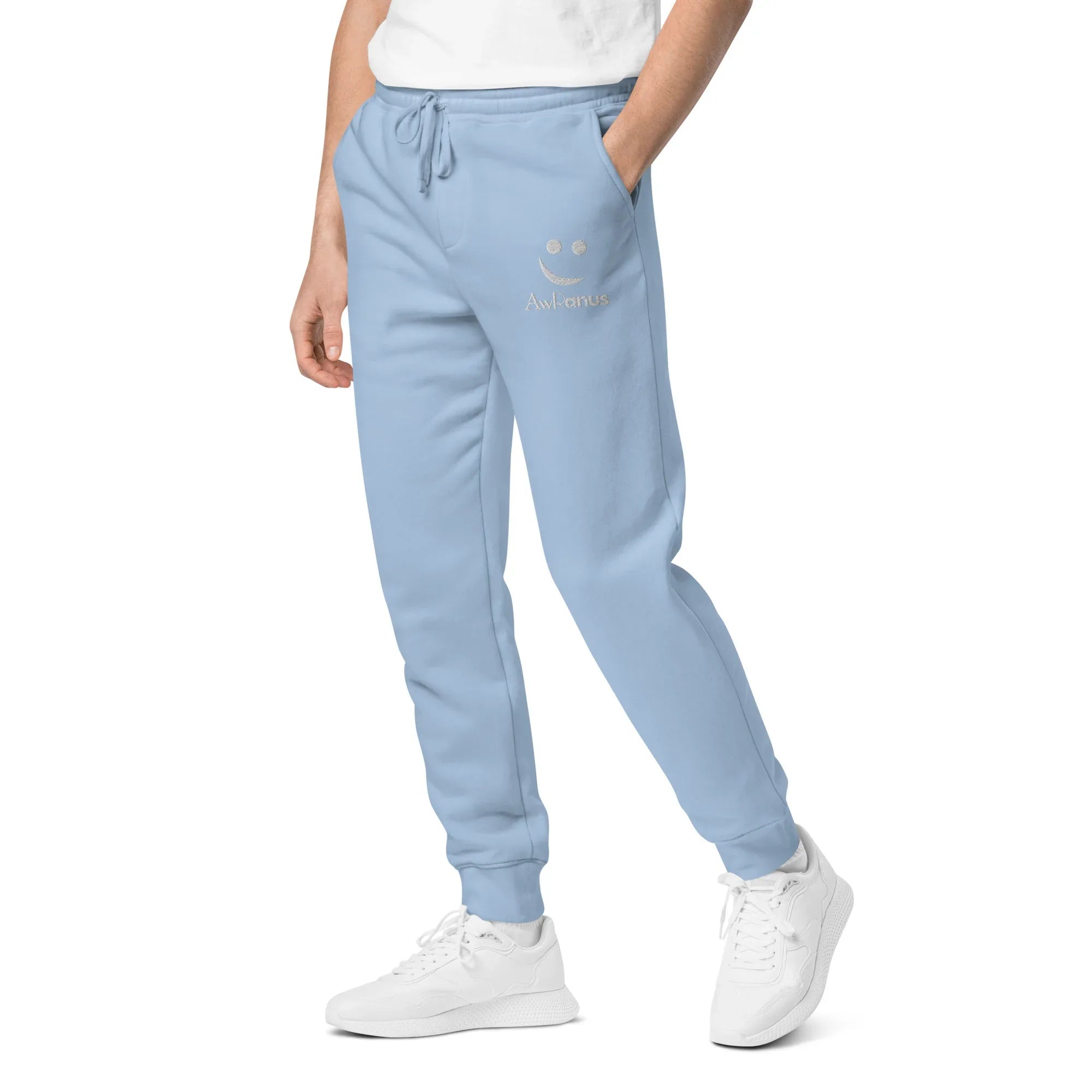 AwRans | Premium Unisex pigment-dyed sweatpants sweatpants AwRans Clothing unisex-pigment-dyed-sweatpants-pigment-light-blue-left-front-688d531badddc