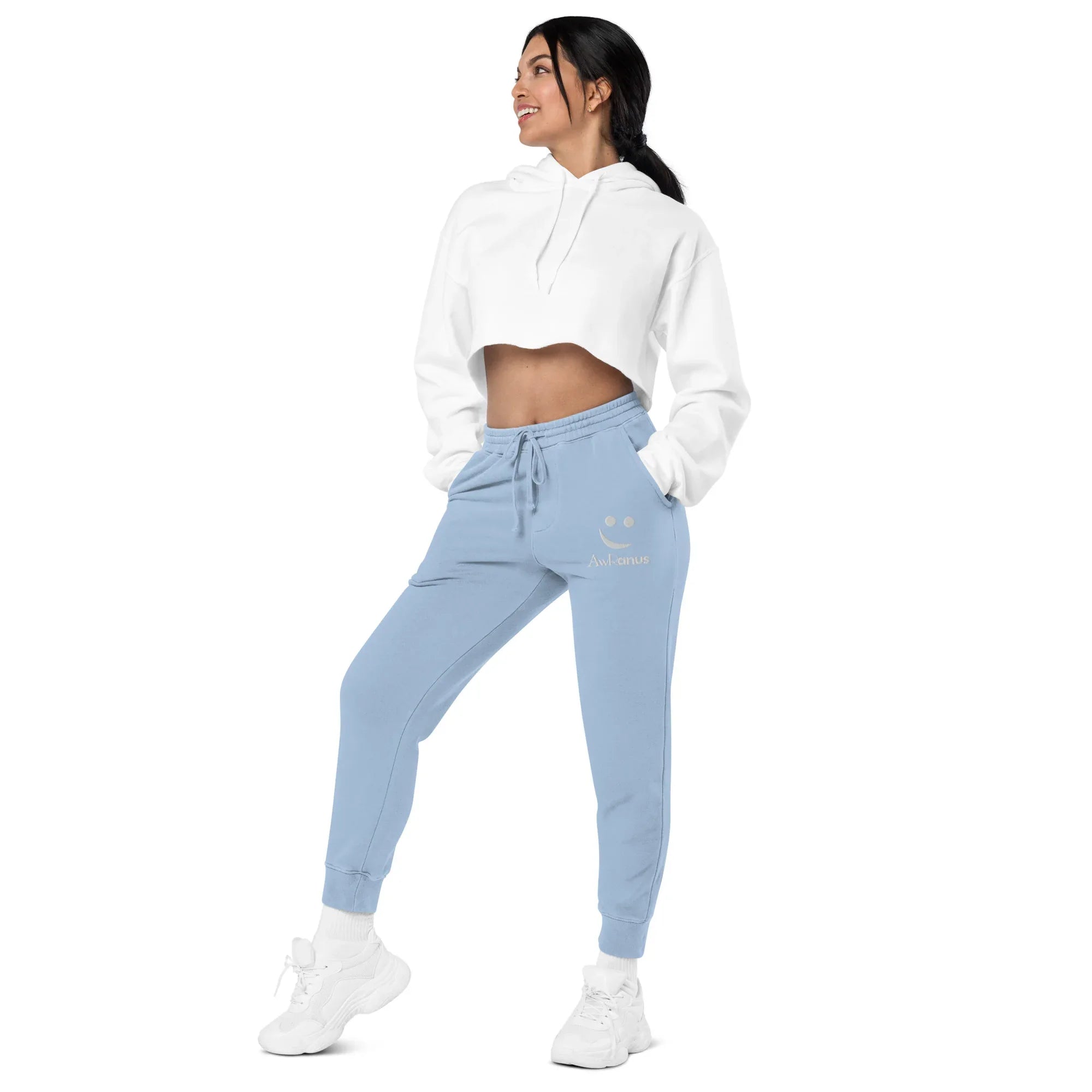 AwRans | Premium Unisex pigment-dyed sweatpants sweatpants AwRans Clothing unisex-pigment-dyed-sweatpants-pigment-light-blue-left-front-688d531badf20
