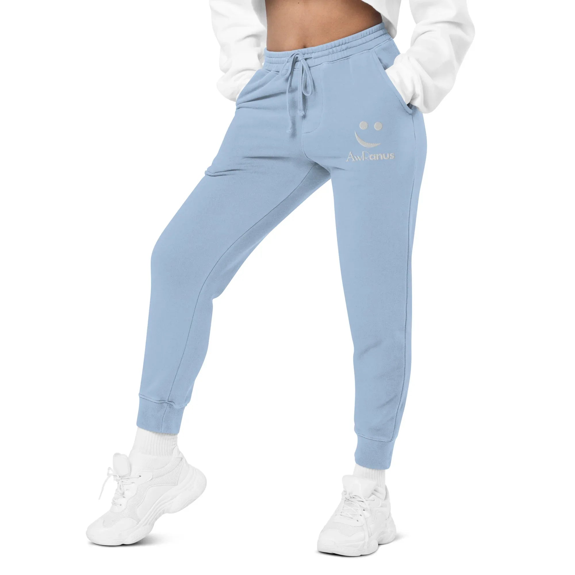 AwRans | Premium Unisex pigment-dyed sweatpants sweatpants AwRans Clothing unisex-pigment-dyed-sweatpants-pigment-light-blue-left-front-688d531badfae