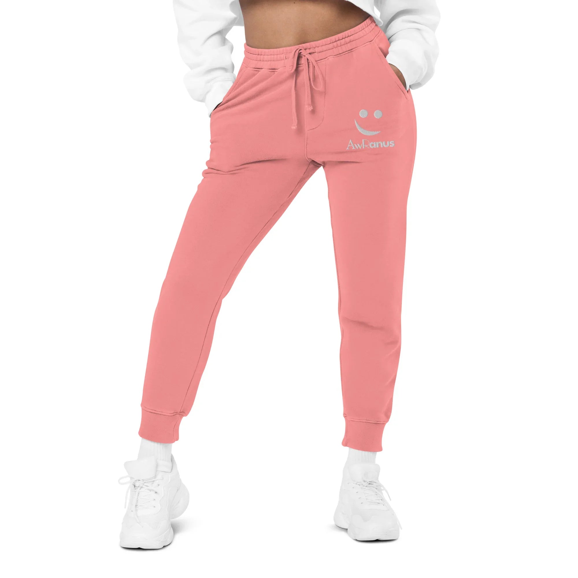 AwRans | Premium Unisex pigment-dyed sweatpants sweatpants AwRans Clothing unisex-pigment-dyed-sweatpants-pigment-pink-front-688d531bae4cf