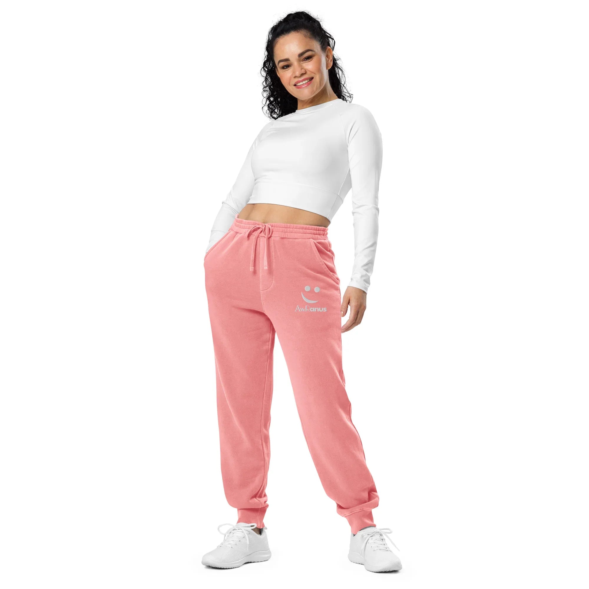 AwRans | Premium Unisex pigment-dyed sweatpants sweatpants AwRans Clothing unisex-pigment-dyed-sweatpants-pigment-pink-front-688d531bae560