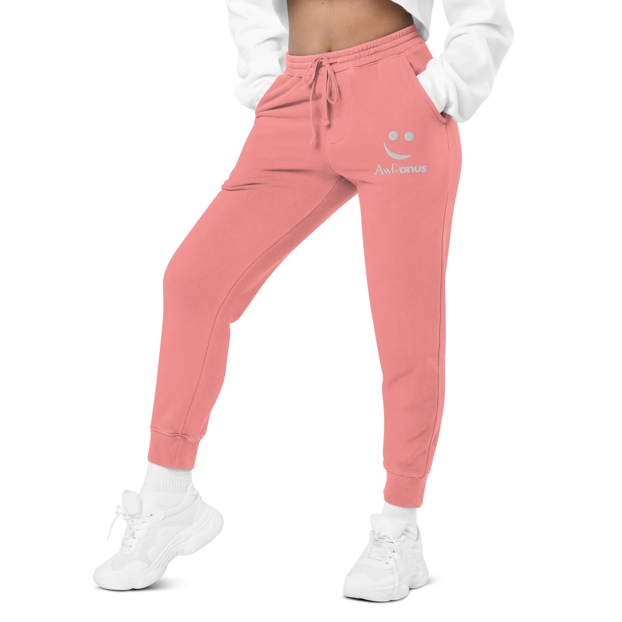 AwRans | Premium Unisex pigment-dyed sweatpants sweatpants AwRans Clothing unisex-pigment-dyed-sweatpants-pigment-pink-left-front-688d531baed22
